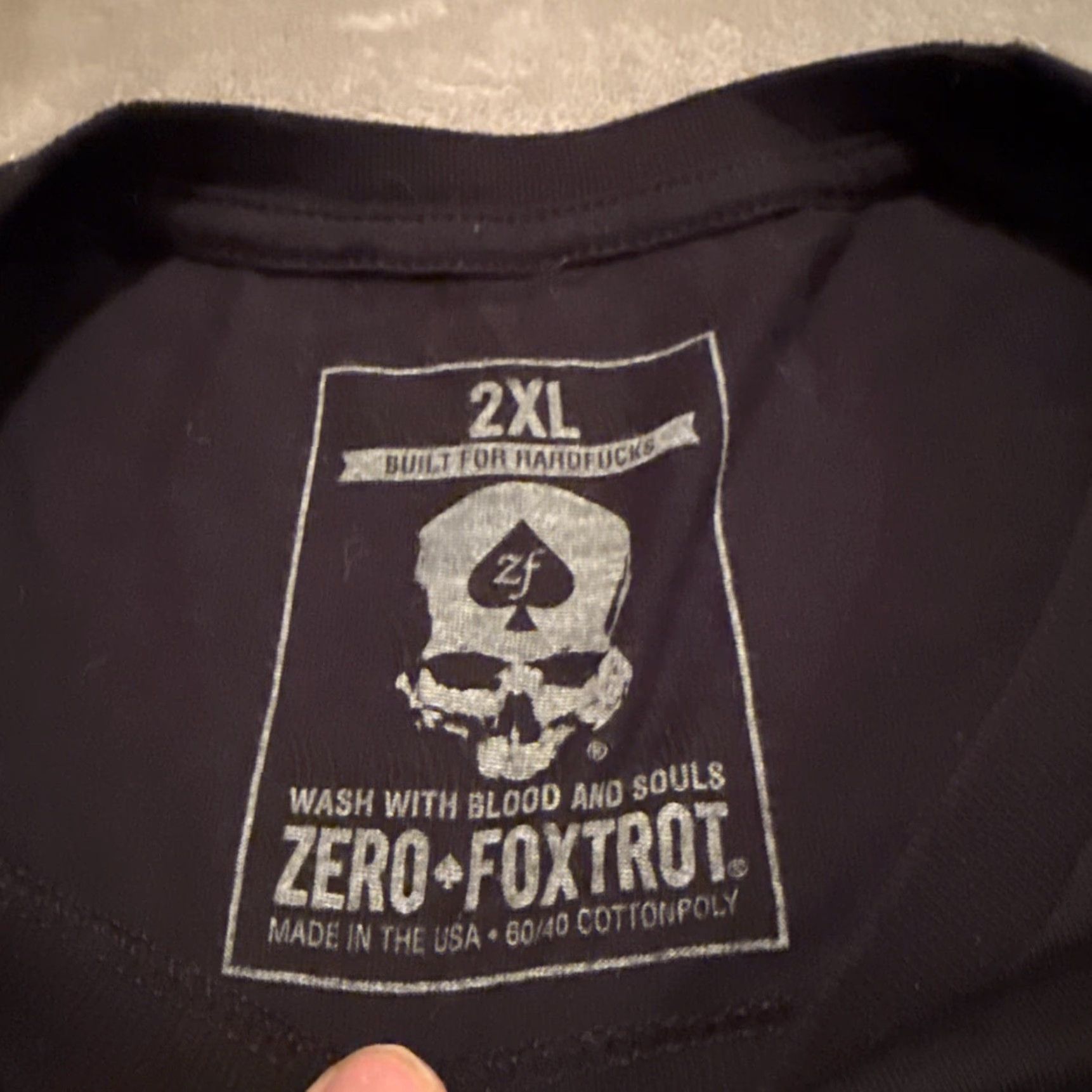 Vintage VINTAGE Zero Foxtrot T-Shirt 2XL Black Mad Jack Churchill WW2 Skull Military Veteran USA Size US XXL / EU 58 / 5 - 3 Thumbnail