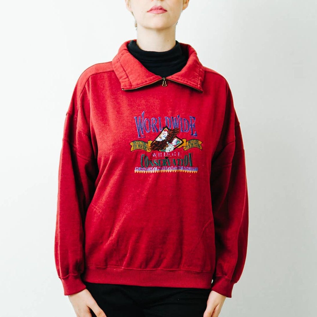Vintage Vintage 90s Worldwide Consevation Fleece Pullover Sweatshirt Size M / US 6-8 / IT 42-44 - 1 Thumbnail