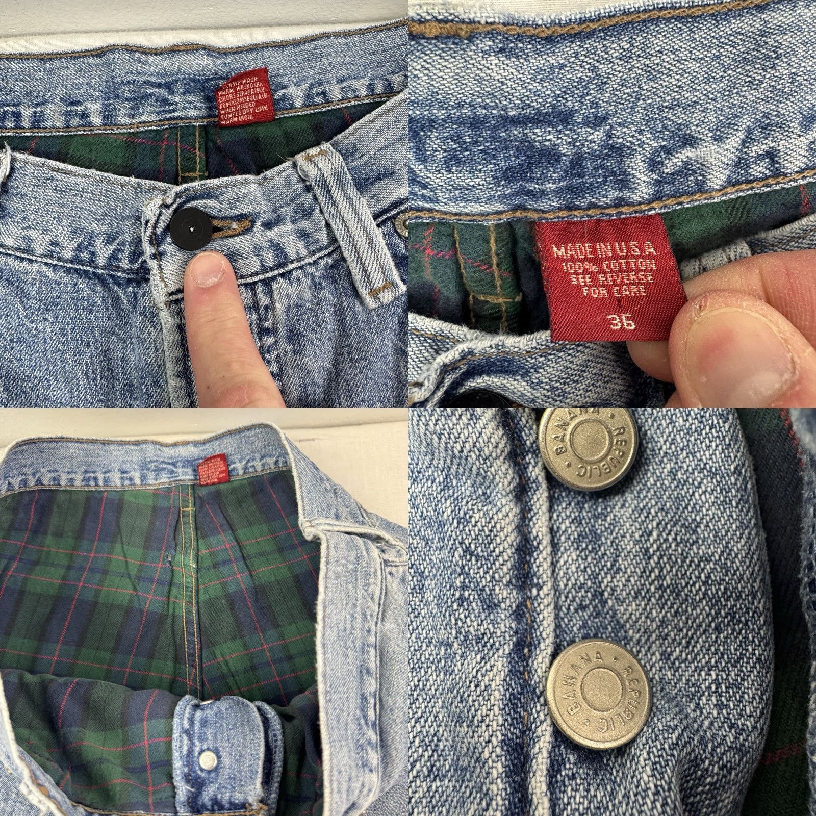 Banana Republic VINTAGE Banana Republic Jeans Men 36x33 Button Fly Lined Flannel Blue 90s USA Outdoor Straight Size US 36 / EU 52 - 8 Thumbnail
