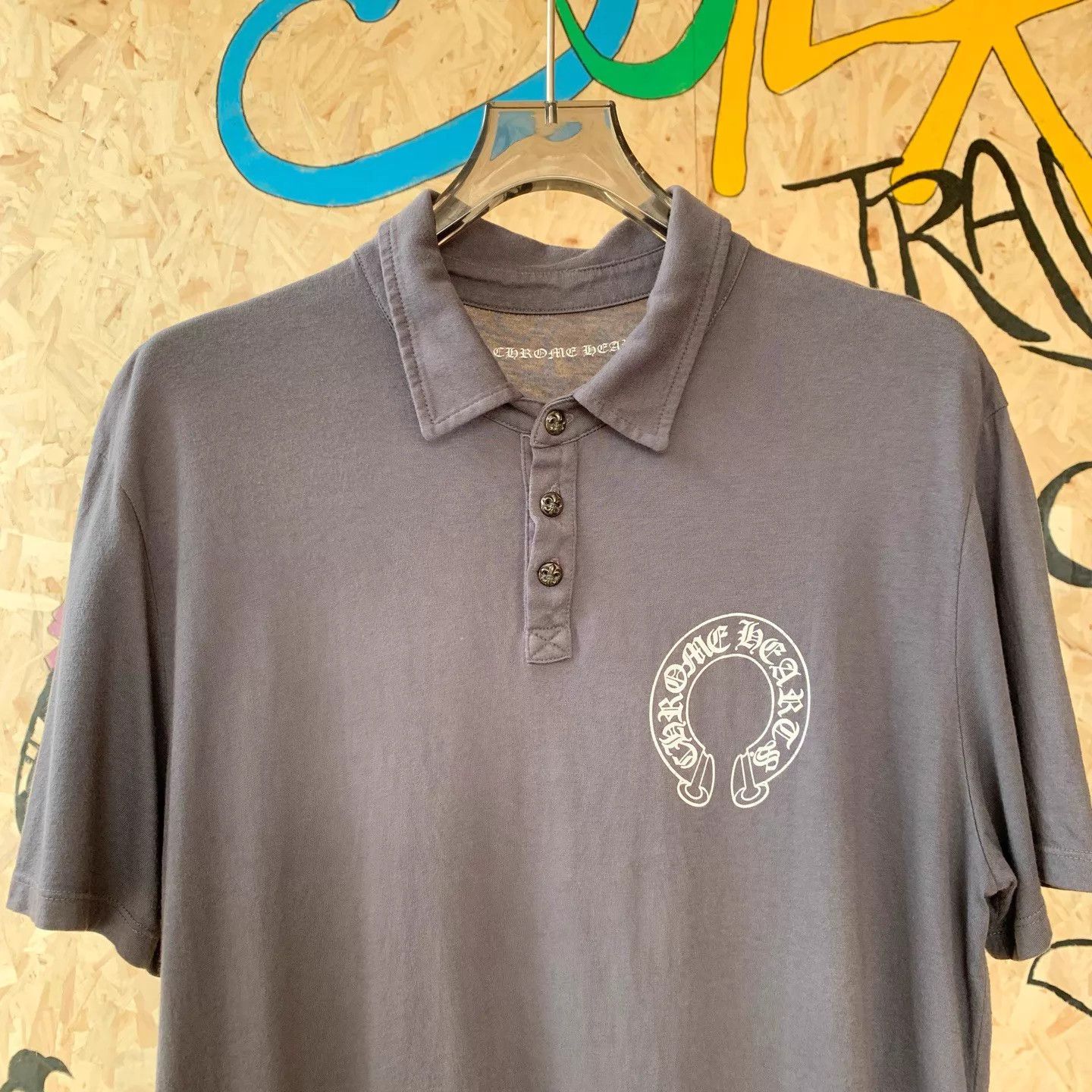 Chrome Hearts Chrome Hearts Gray 3 Silver T-bar Buttons Polo Short Tee Size US XL / EU 56 / 4 - 3 Thumbnail