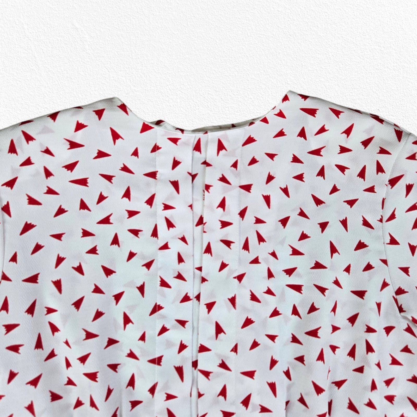 Vintage 80s White Red Geometric Blouse Size 14 Size XL / US 12-14 / IT 48-50 - 2 Thumbnail