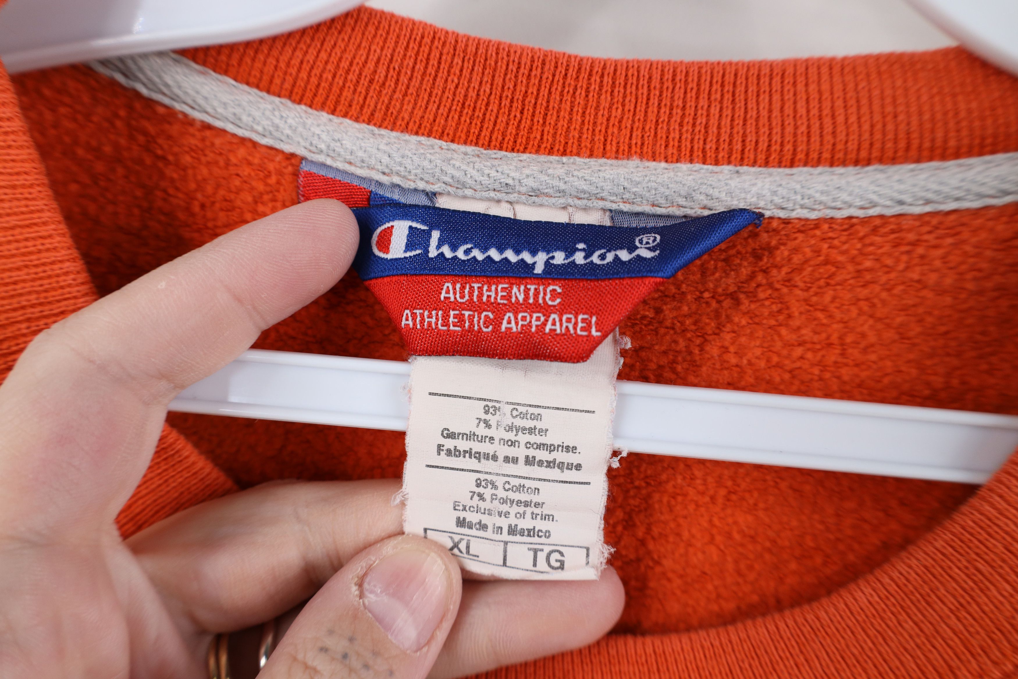 Champion Vintage 90s Champion Monochrome Crewneck Sweatshirt Orange Size US XL / EU 56 / 4 - 11 Thumbnail