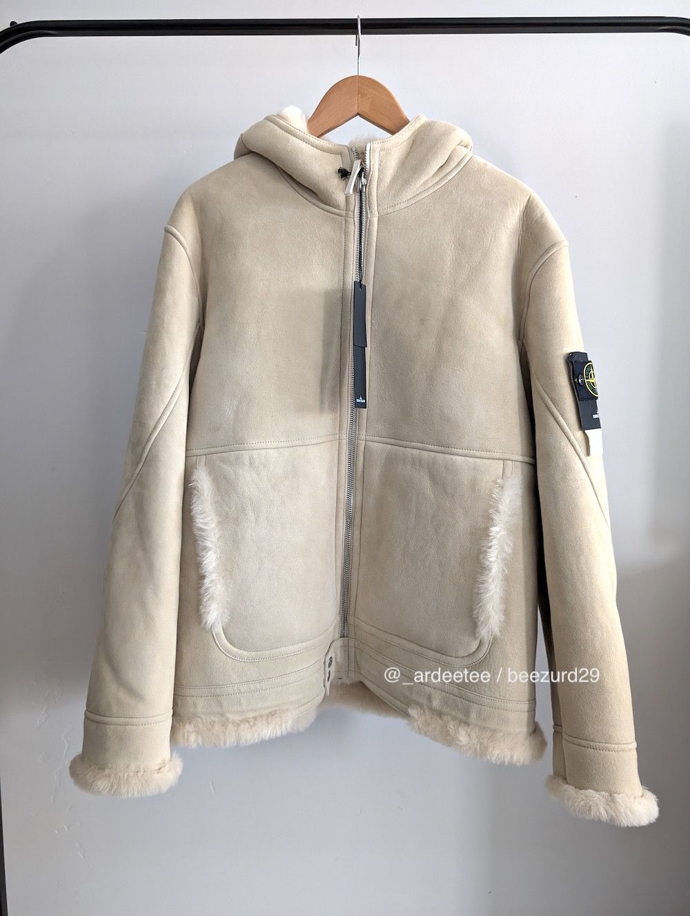 Stone Island $6K FULL SHEARLING SUEDE SHEEPSKIN LEATHER HOODED JACKET Size US L / EU 52-54 / 3 - 4 Thumbnail