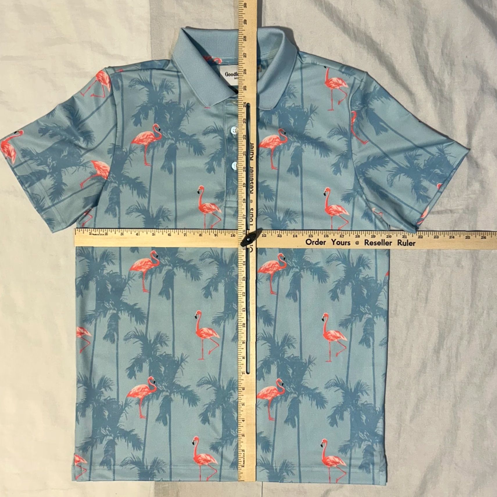 Vintage Goodfellow & Co Polo Shirt Mens - Blue Cotton Knit Short Sleeve Logo Embroidered Button-Down Beach Palm Tree Vacation Top M Size US M / EU 48-50 / 2 - 3 Thumbnail
