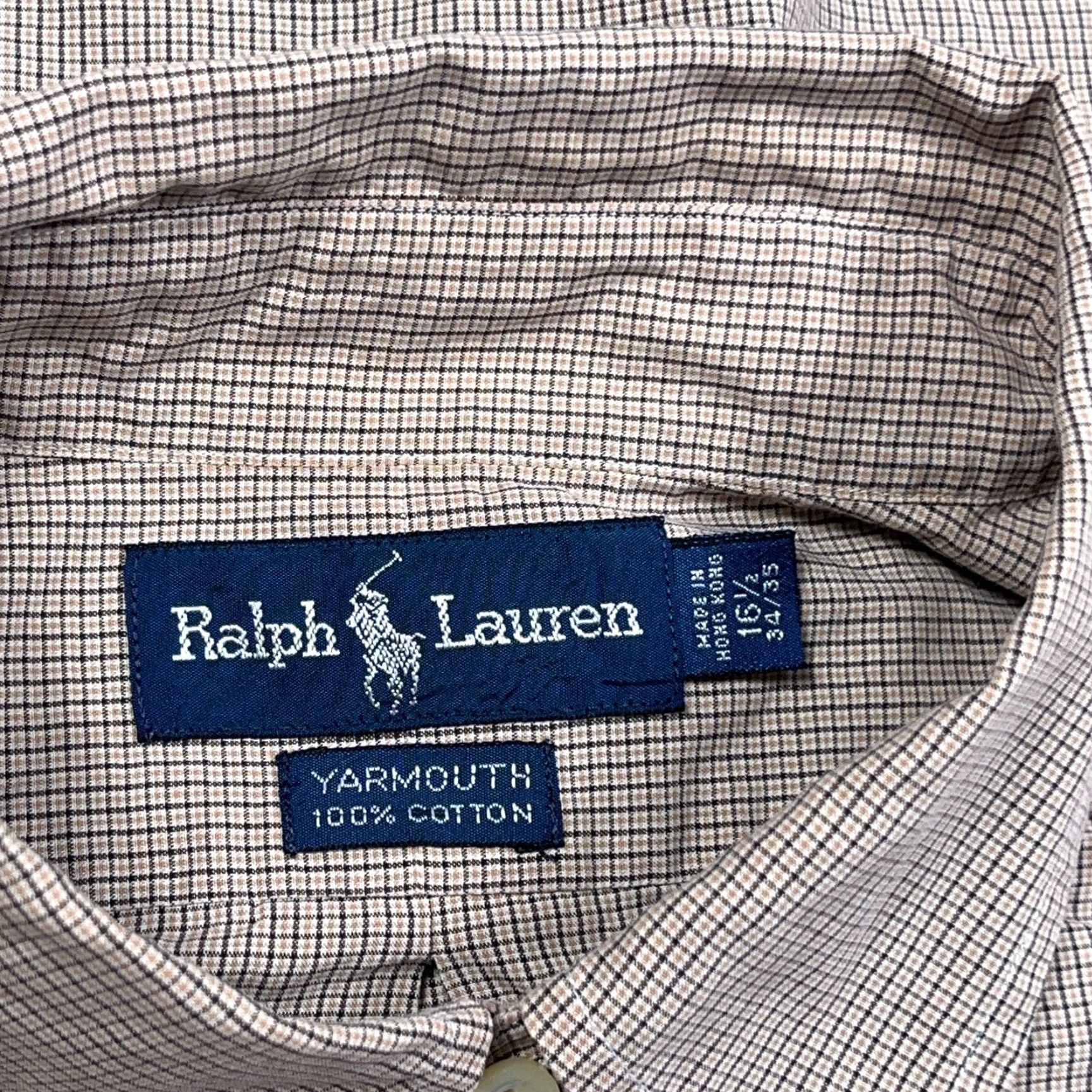 Ralph Lauren Ralph Lauren Shirt Men Adult Large Brown Plaid Button-Up Size 42R - 3 Thumbnail