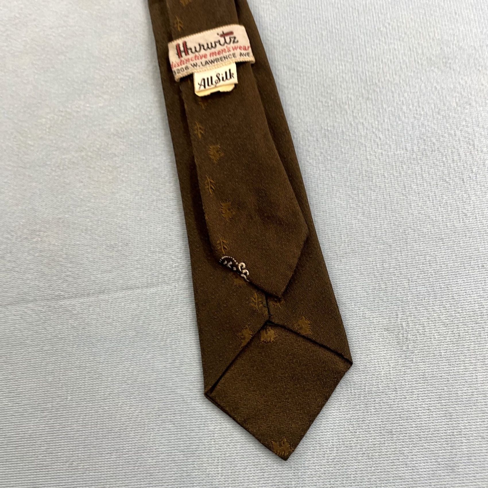 MCM vtg Hurwitz Silk Tie Distinctive Mens Slim MCM Deco Medallion Brown 2x57 Capsule Necktie Size ONE SIZE - 7 Thumbnail