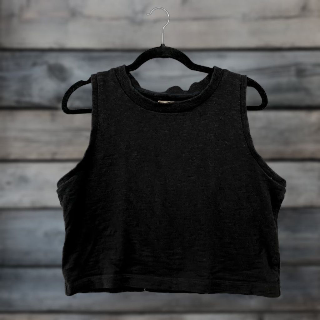 Lou & Grey Lou & Grey Cropped Tank Neck Crewneck Cotton Womens L Black Tank Top Size L / US 10 / IT 46 - 1 Thumbnail