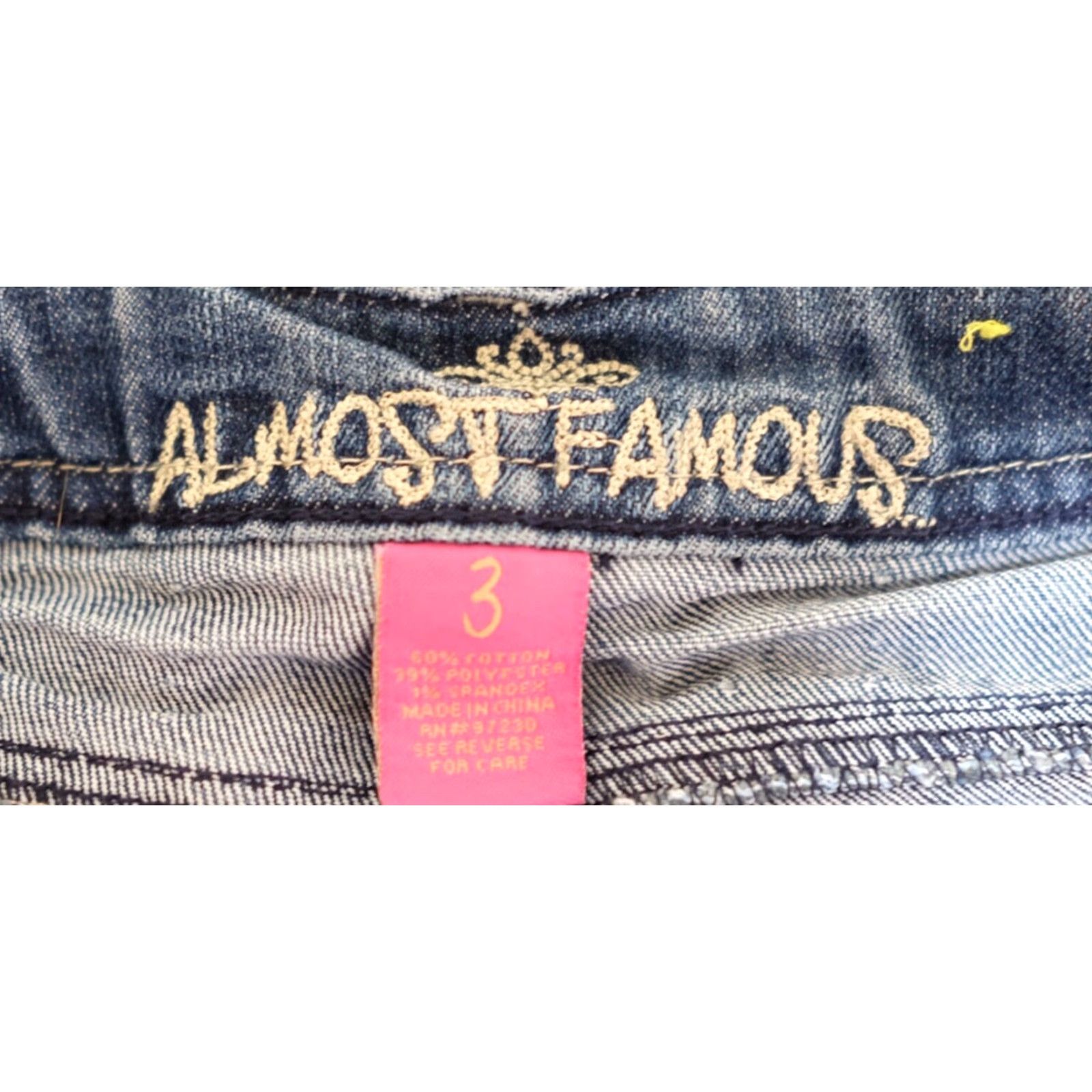 Almost Famous Almost Famous Denim Jean Shorts Distressed Juniors Size 3 Denim Cut-Off Low Rise Pockets 2-1/2in Inseam Blue Womens 90s Festival Beach Party Size 26" / US 2 / IT 38 - 7 Thumbnail