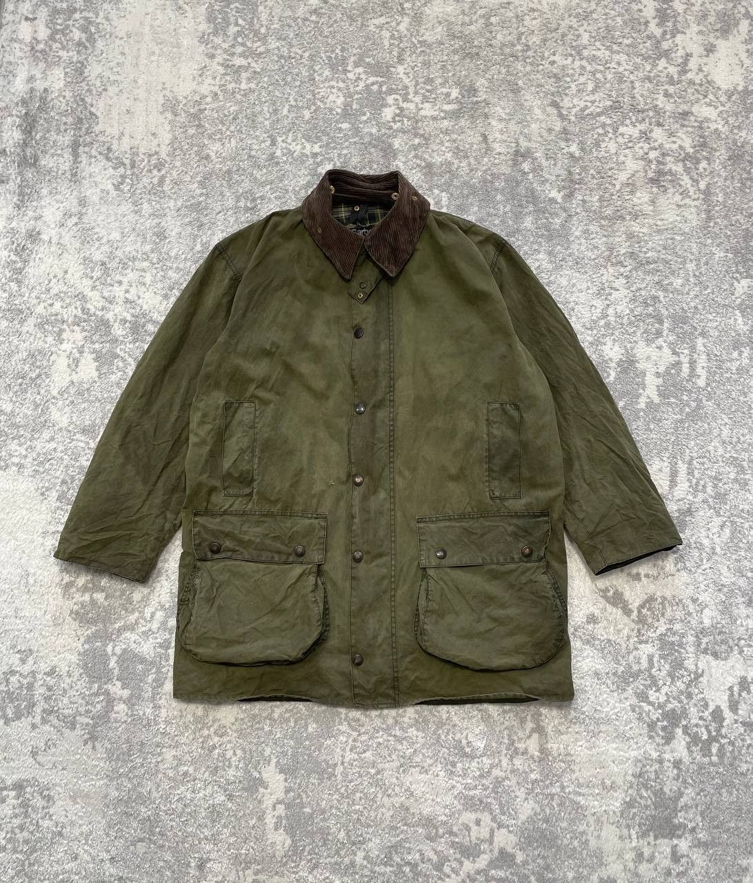 Barbour Vintage Barbour Border Waxed Cotton Jacket Made In England Size US L / EU 52-54 / 3 - 1 Thumbnail