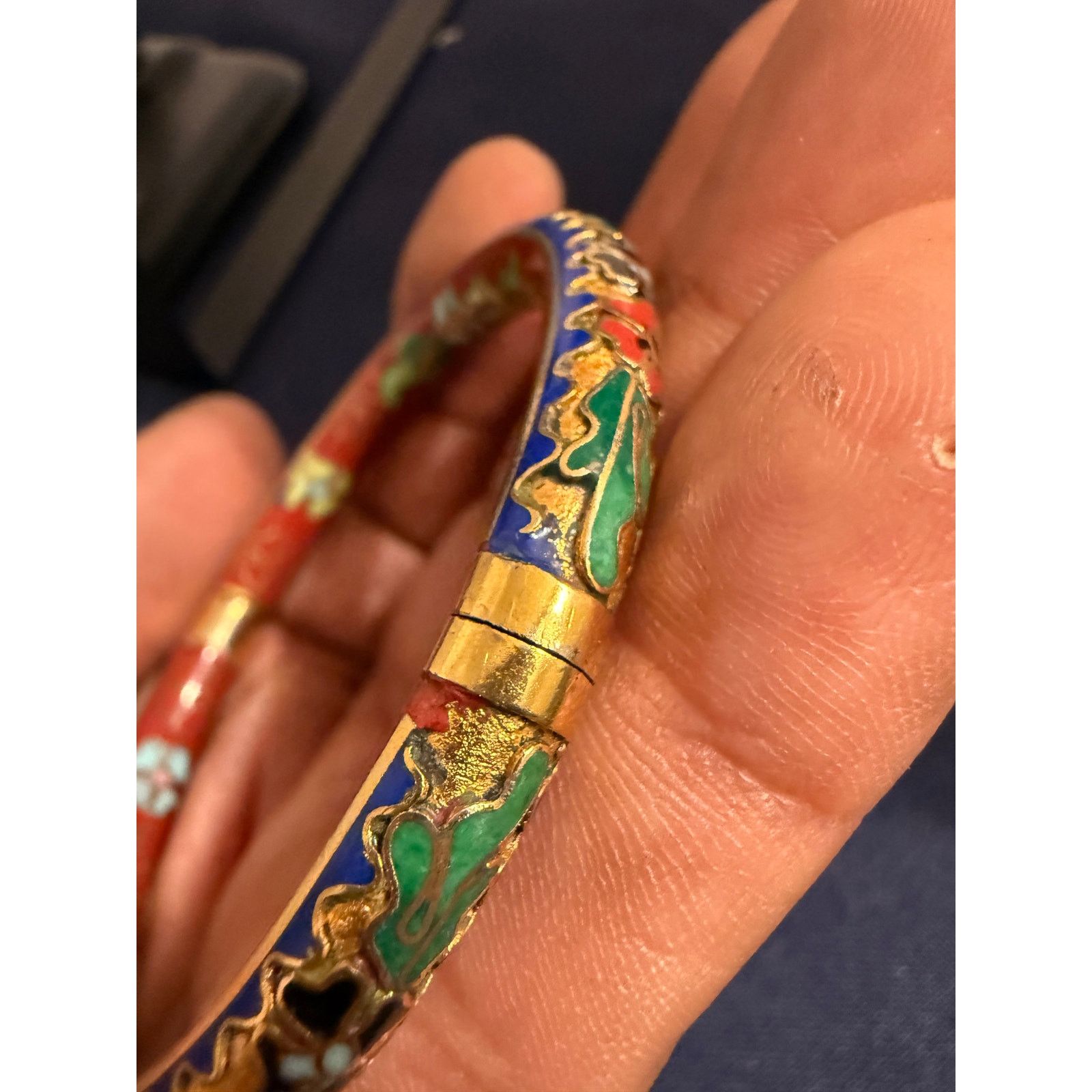 Other Vintage Cloisonné Hinged Bangle Bracelet Size ONE SIZE - 9 Thumbnail