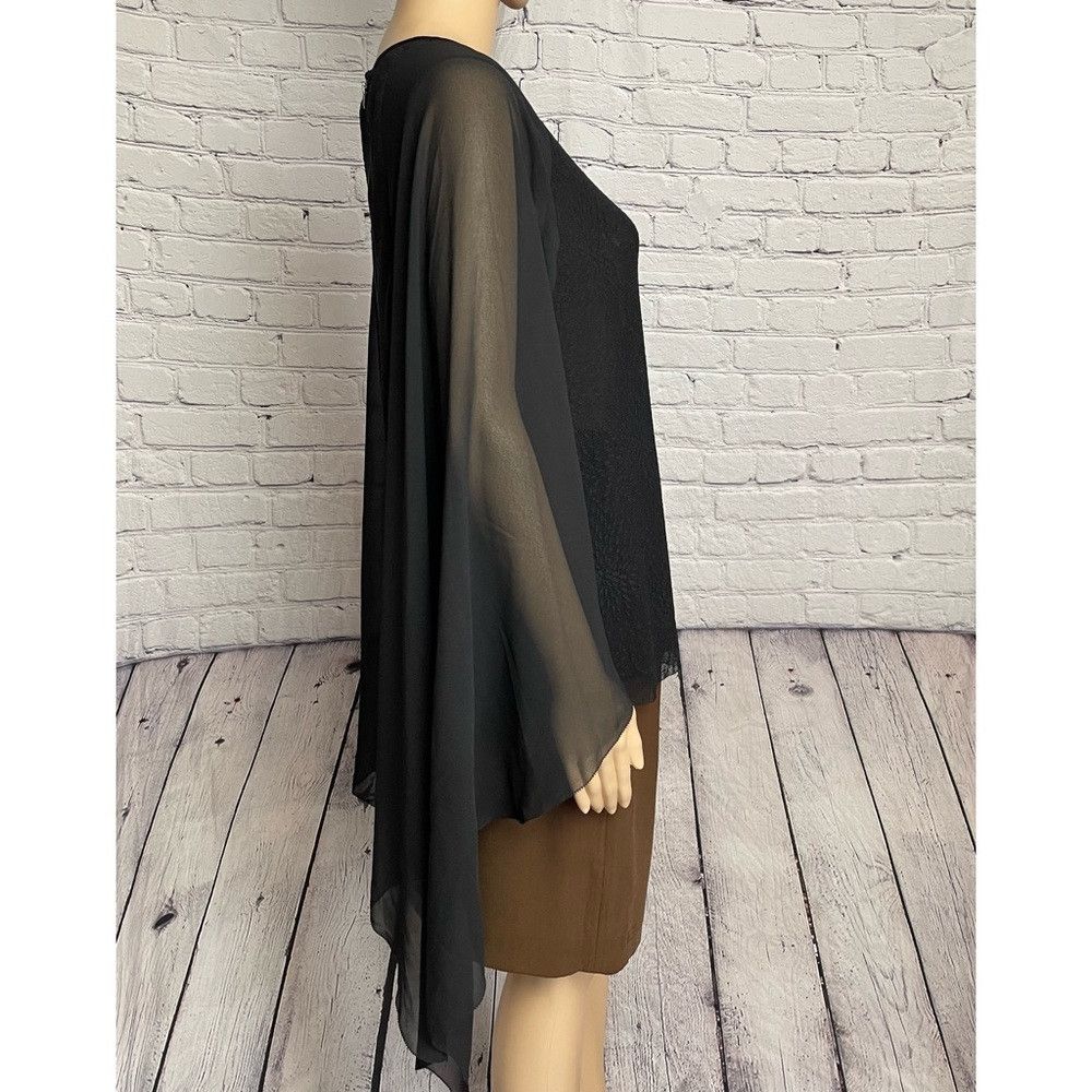 Halston Heritage Halston Heritage Black Lace Chiffon Split Sleeve Blouse Siz Size L / US 10 / IT 46 - 4 Thumbnail