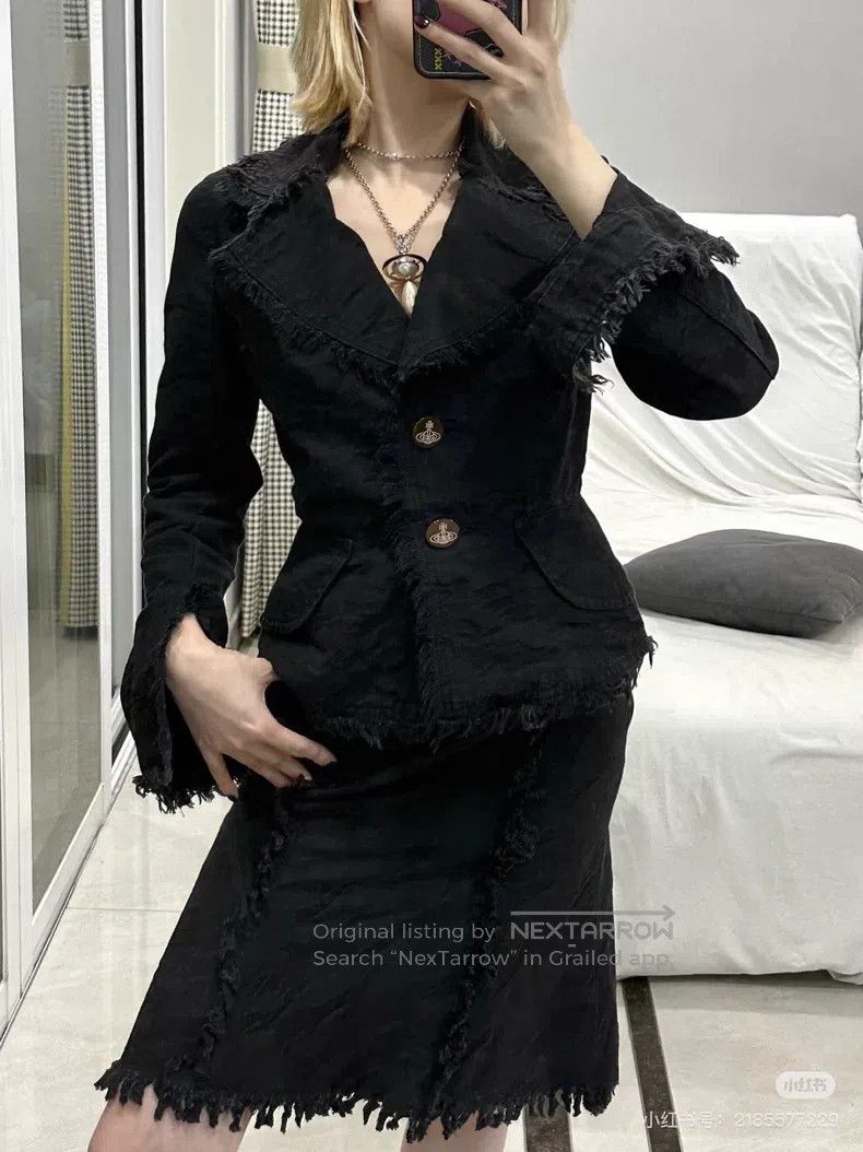 Vivienne Westwood Vivienne Westwood Fringed Denim Heart Collar Suit Size M / US 6-8 / IT 42-44 - 5 Thumbnail