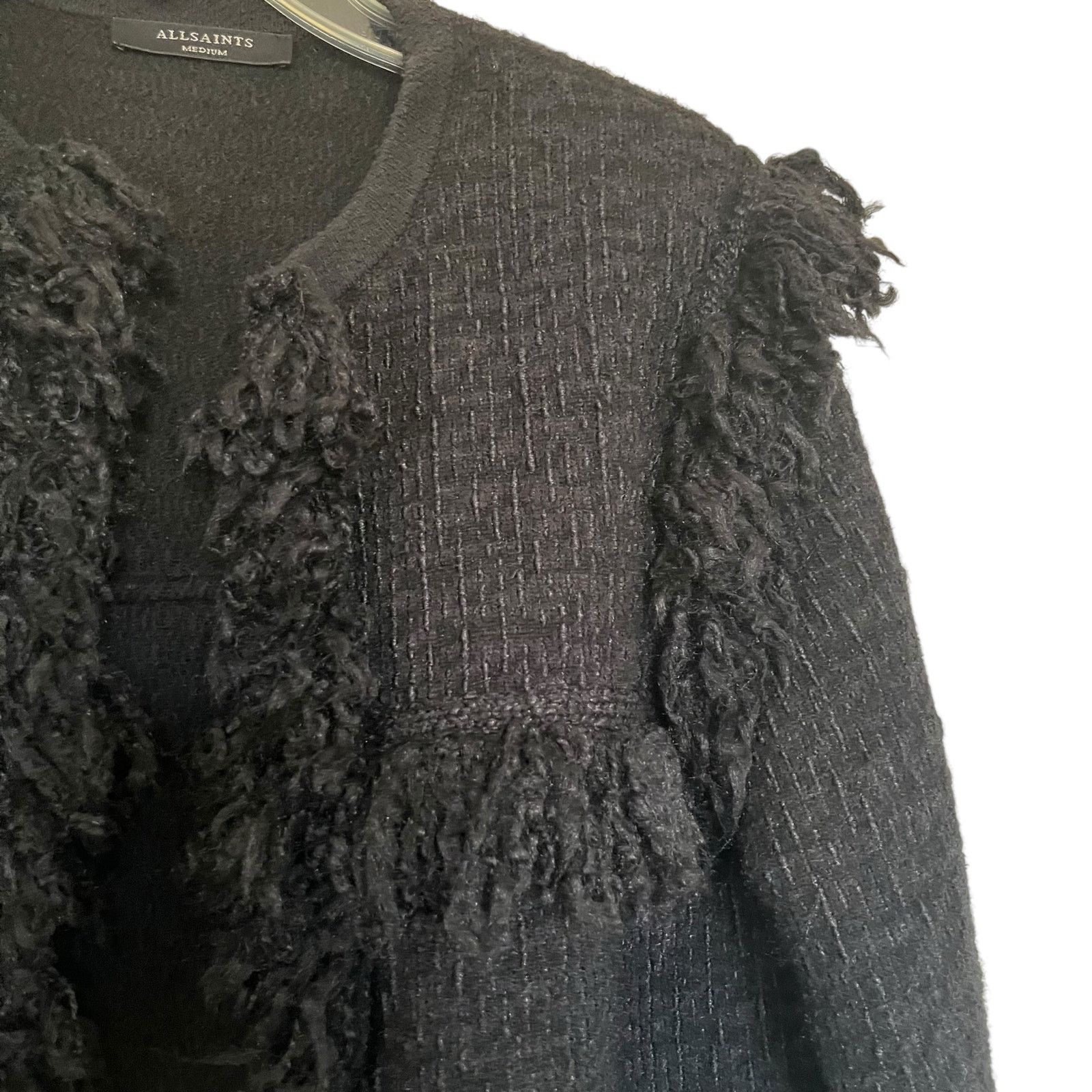 Allsaints All Saints Ashley Black Tassel Wool Jacket Size Medium Size M / US 6-8 / IT 42-44 - 4 Thumbnail