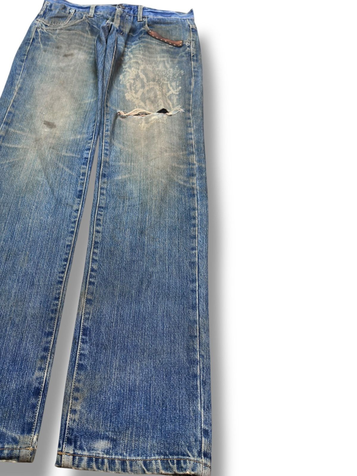 Dolce & Gabbana Vintage Geranimo Buckle Back Mudwash Printed Denim Size US 32 / EU 48 - 5 Thumbnail