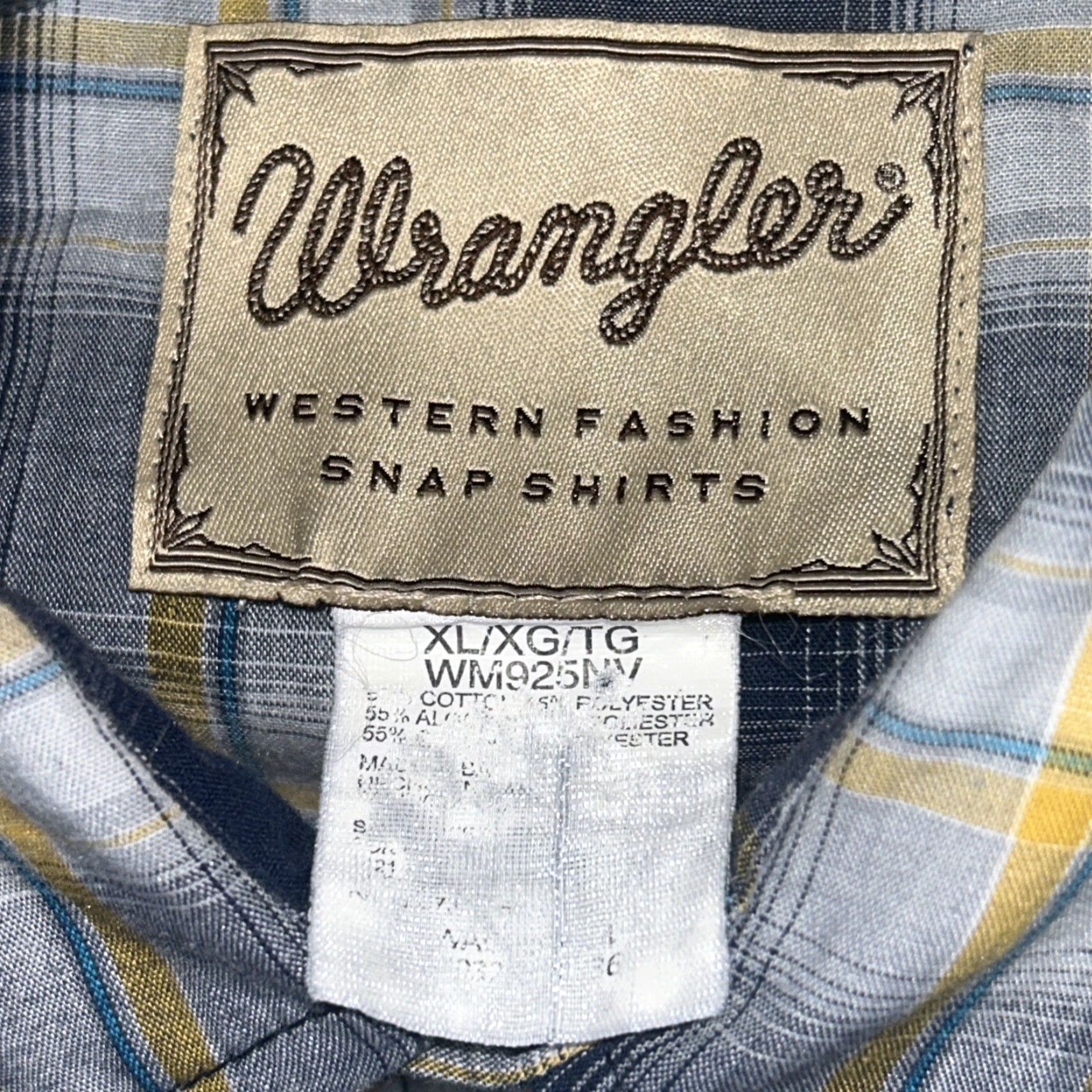 Wrangler Wrangler Shirt Mens XL Blue Pearl Snap Sawtooth Pockets Western Cowboy Plaid Button-Up Casual Size US XL / EU 56 / 4 - 3 Thumbnail