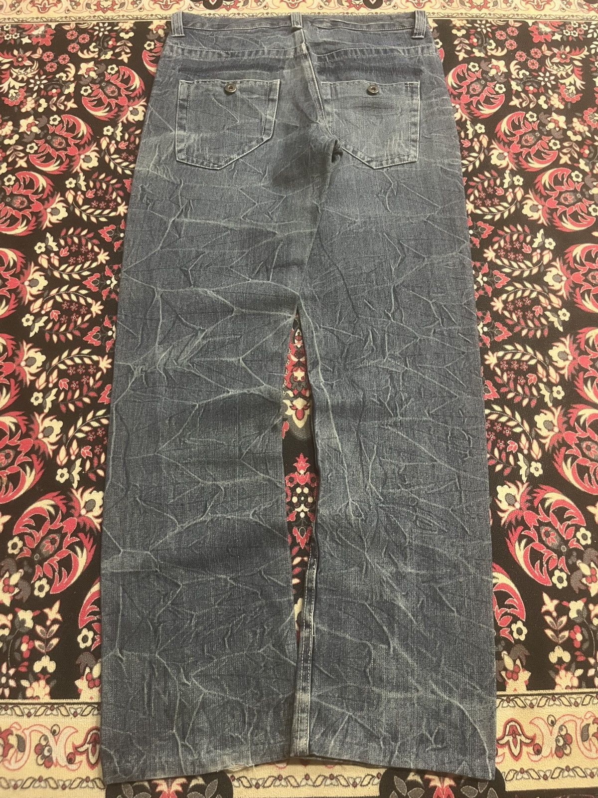Hysteric Glamour Japanese Brand Jungle Storm Blue Cracked Distressed Jeans Size US 32 / EU 48 - 2 Thumbnail