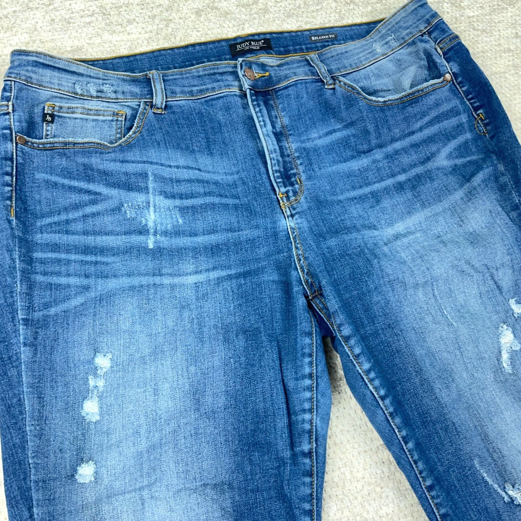 Vintage Judy Blue Jeans Women 22W Relaxed Fit Crop Med Wash Stretch 42x25 Blue 5-Pocket Design Size 40" / US 18 - 5 Thumbnail