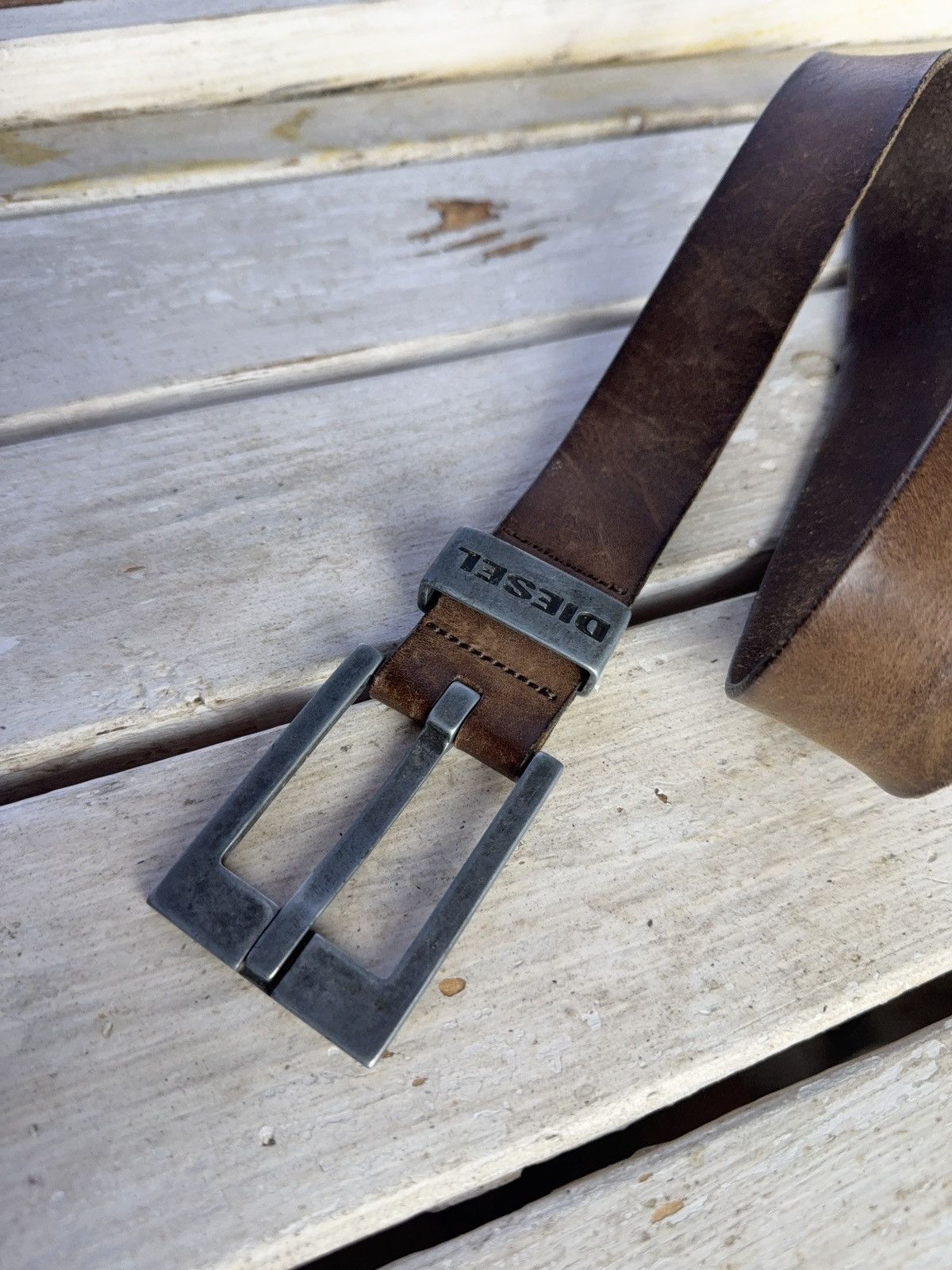 Diesel Vintage Leather Belt Y2K DIESEL Punk Metal Avant Garde Size ONE SIZE - 2 Thumbnail