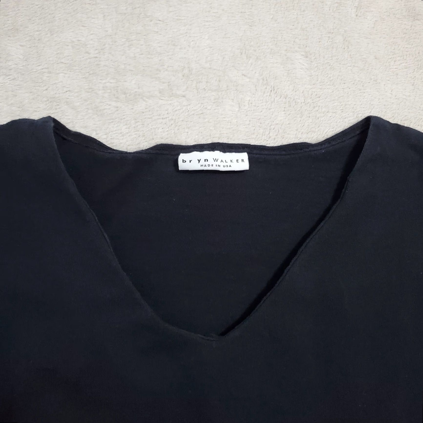 Vintage Bryn Walker Tunic Top Women XXL Black V Neck Cotton Pouch Pocket Half Sleeve Bohemian Minimalist Lagenlook Pullover Casual Shirt" Size XXL / US 16-18 / IT 52-54 - 5 Thumbnail
