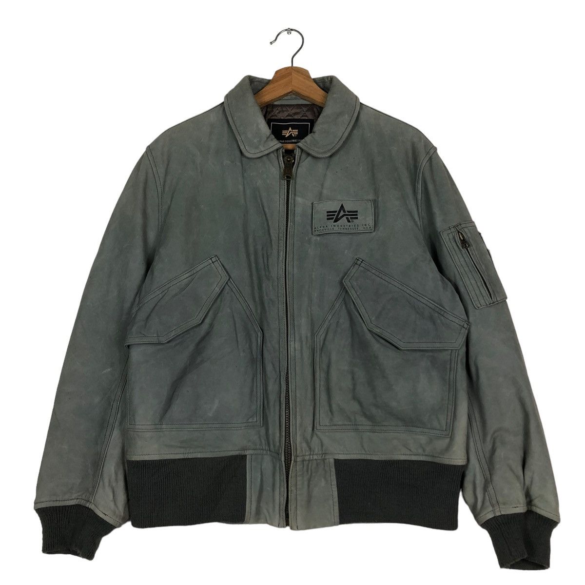Alpha Industries 🔥VINTAGE GENUINE LEATHER COWHIDE BOMBER JACKET FLY USA Size US M / EU 48-50 / 2 - 3 Thumbnail