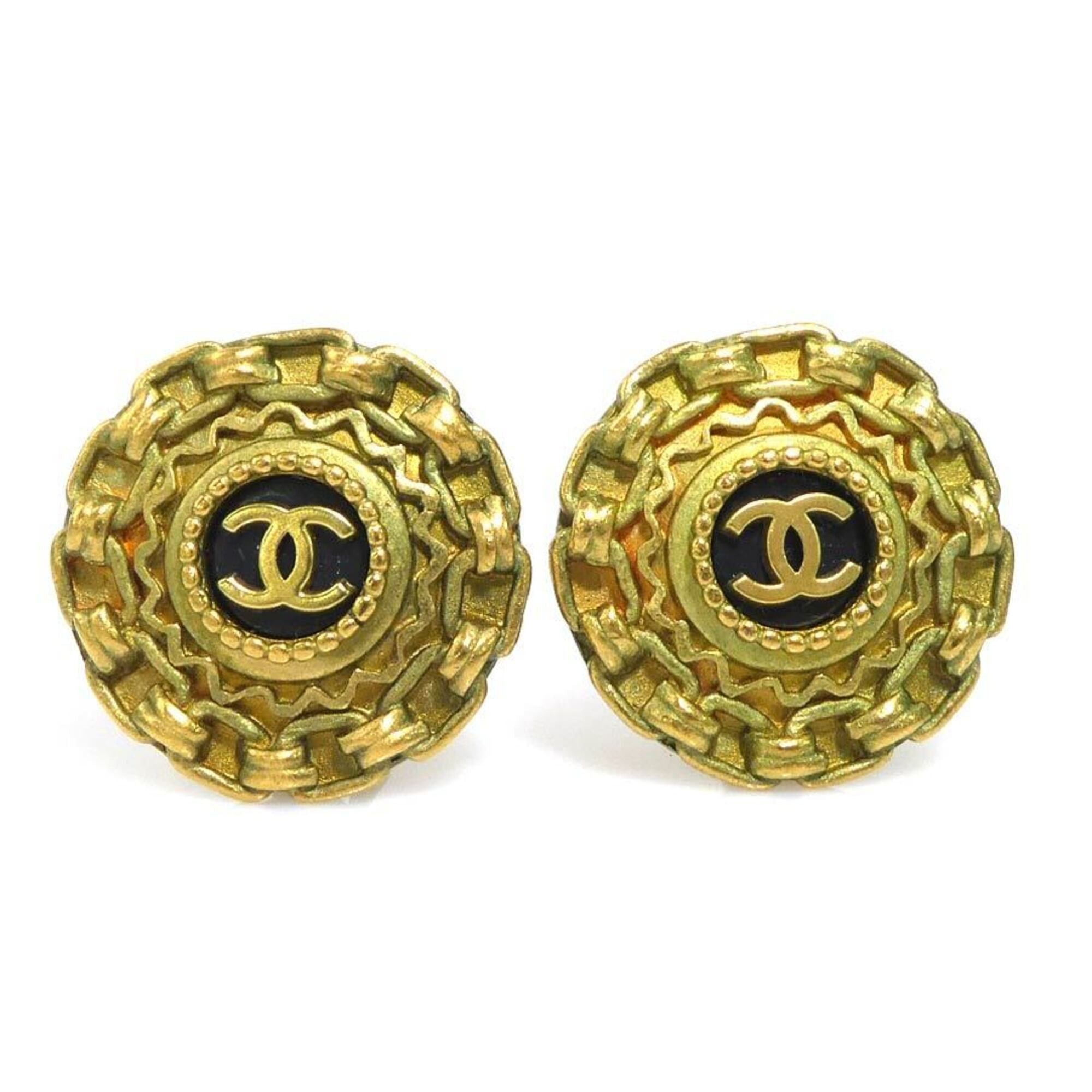Chanel Chanel earrings, Coco Mark design, metal and plastic, gold black, for women, e61733i Size ONE SIZE - 1 Thumbnail
