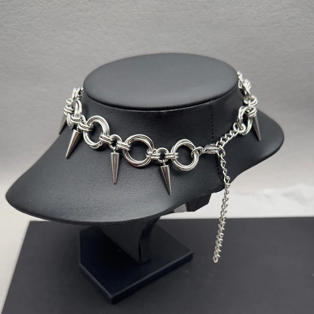 Vintage Goth Spiky Chainmail Choker Necklace Size ONE SIZE - 4 Thumbnail