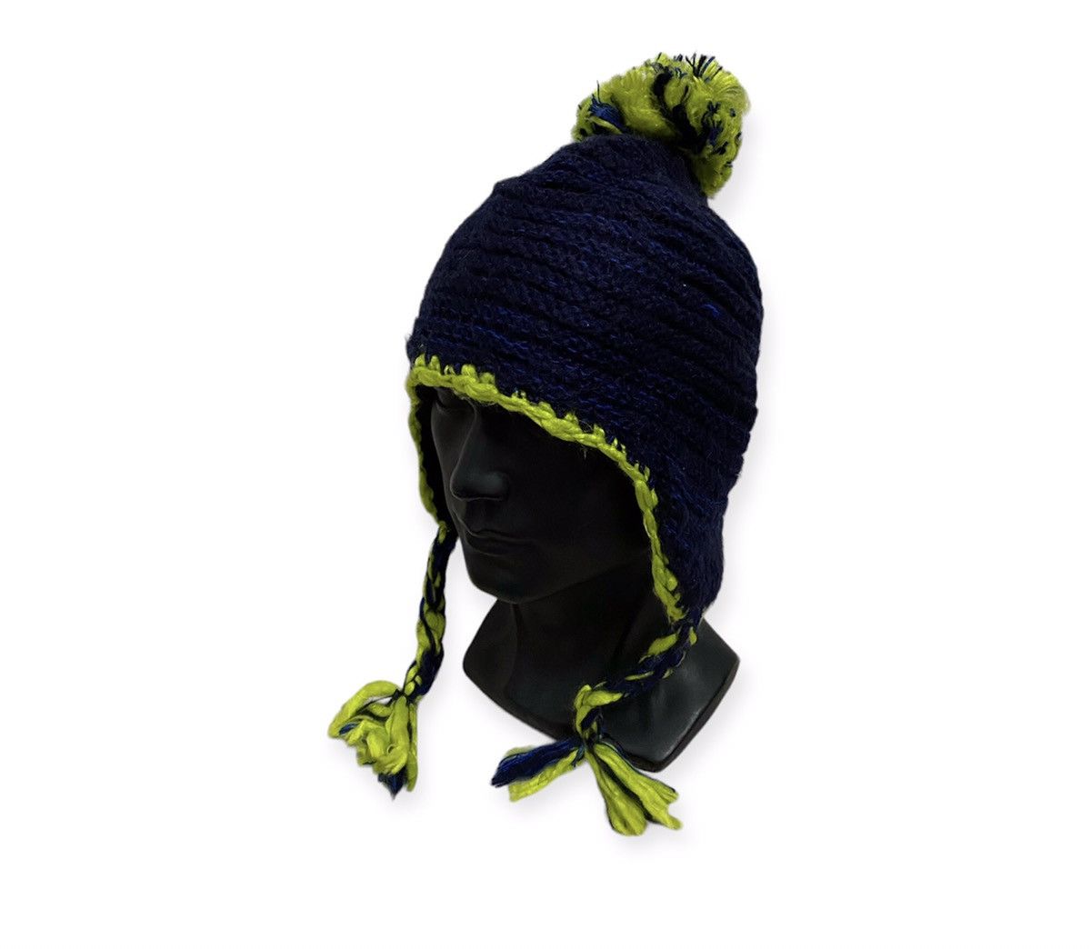 image of Earflap Knit Beanie Hat in Blue, Men's