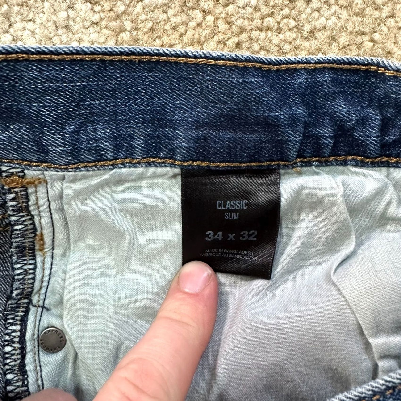 Express Express Slim Straight Jeans Men 34x32 Blue Denim Size US 34 / EU 50 - 4 Thumbnail