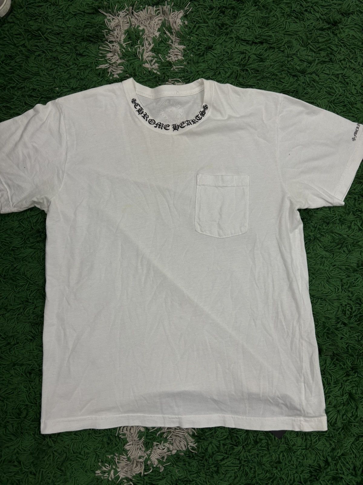 image of Chrome Hearts White Neck Logo Shirt Large, Men's