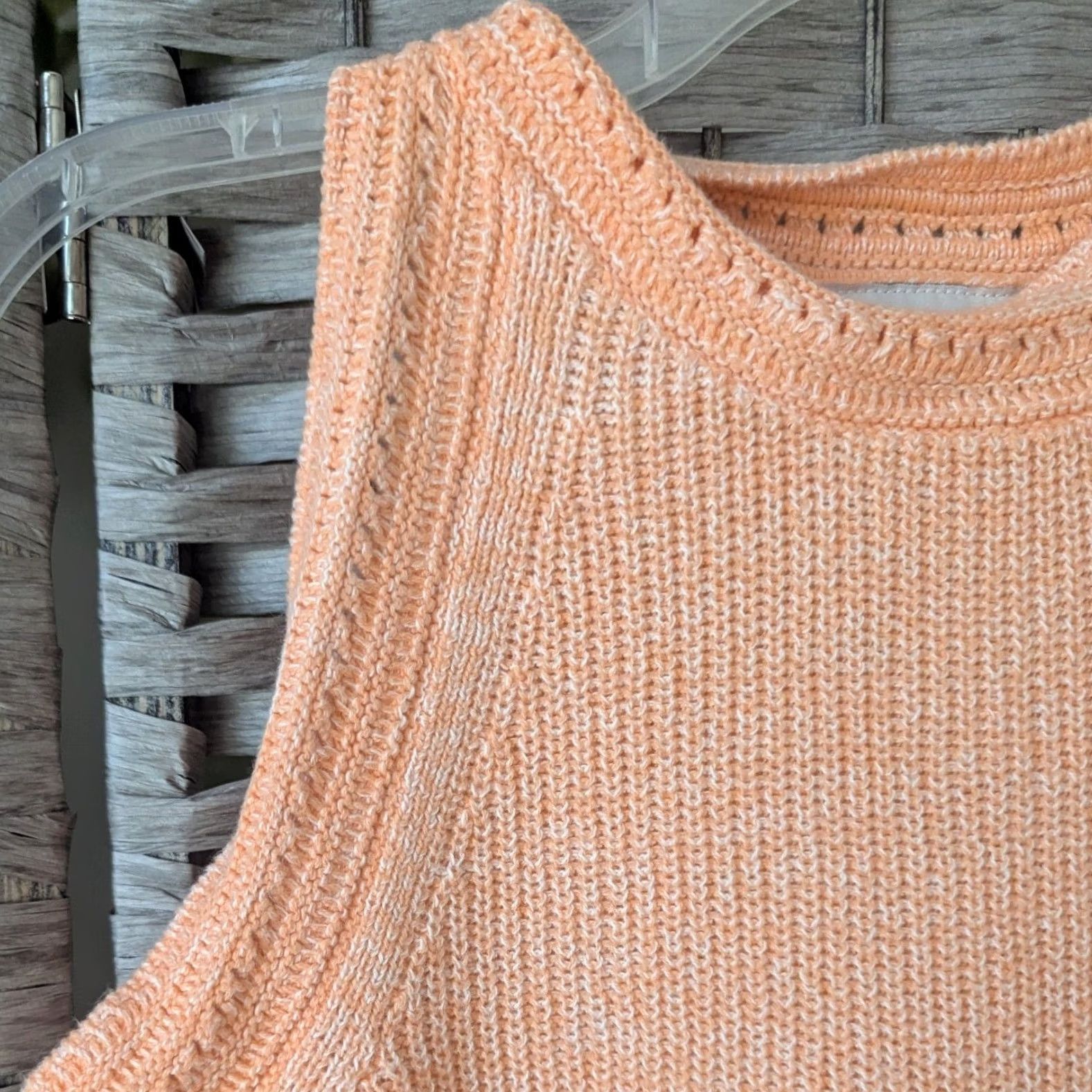 Loft Loft Peach Orange Marled Knit Pointelle Trim Sleeveless Sweater Tank Top XS Women Size XS / US 0-2 / IT 36-38 - 3 Thumbnail