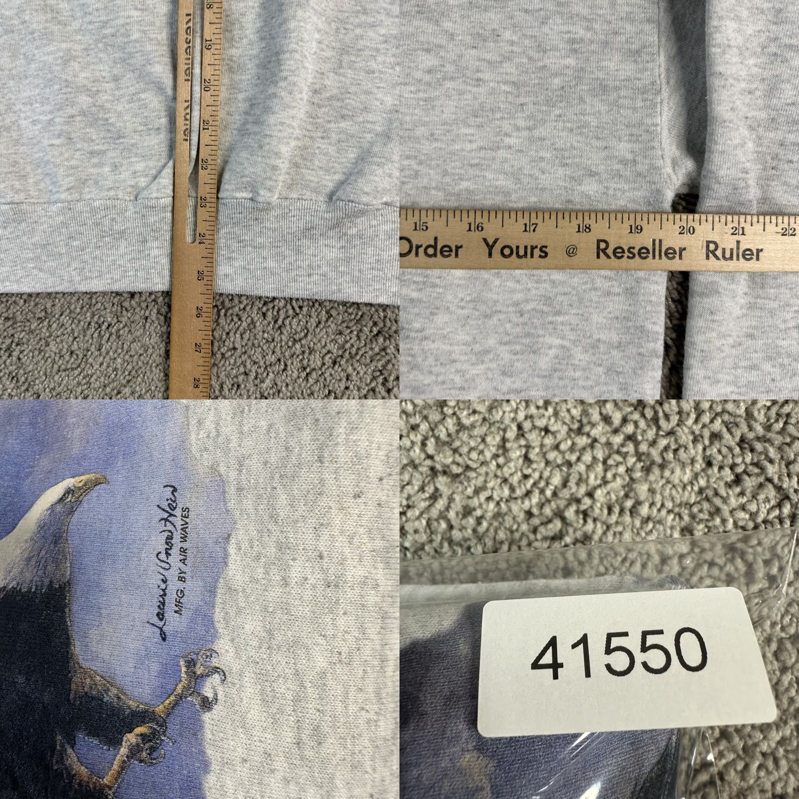 Vintage VINTAGE Platinum Sweats Sweatshirt Mens M Gray Bald Eagle 90s USA Freedom In Flight Graphic Print Size US M / EU 48-50 / 2 - 9 Thumbnail