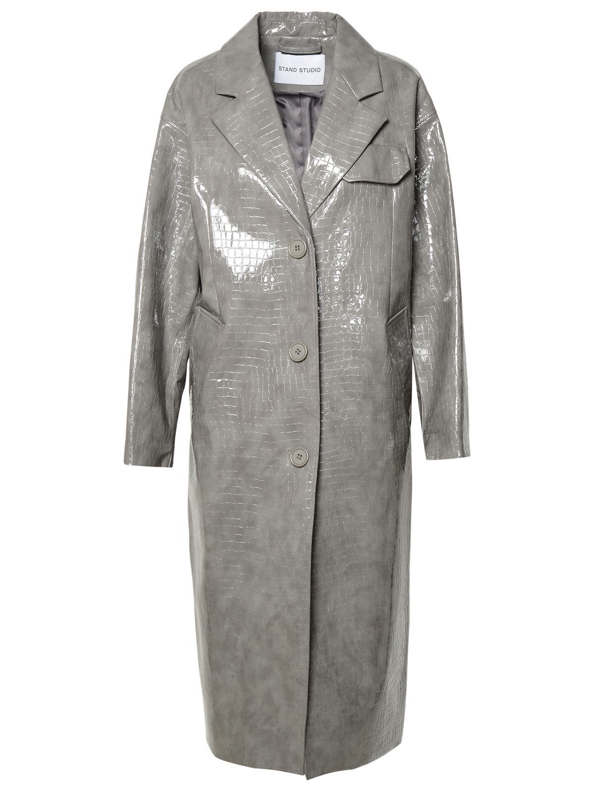 image of Stand Studio Grey Polyurethane Blend Coat, Women's (Size XS)