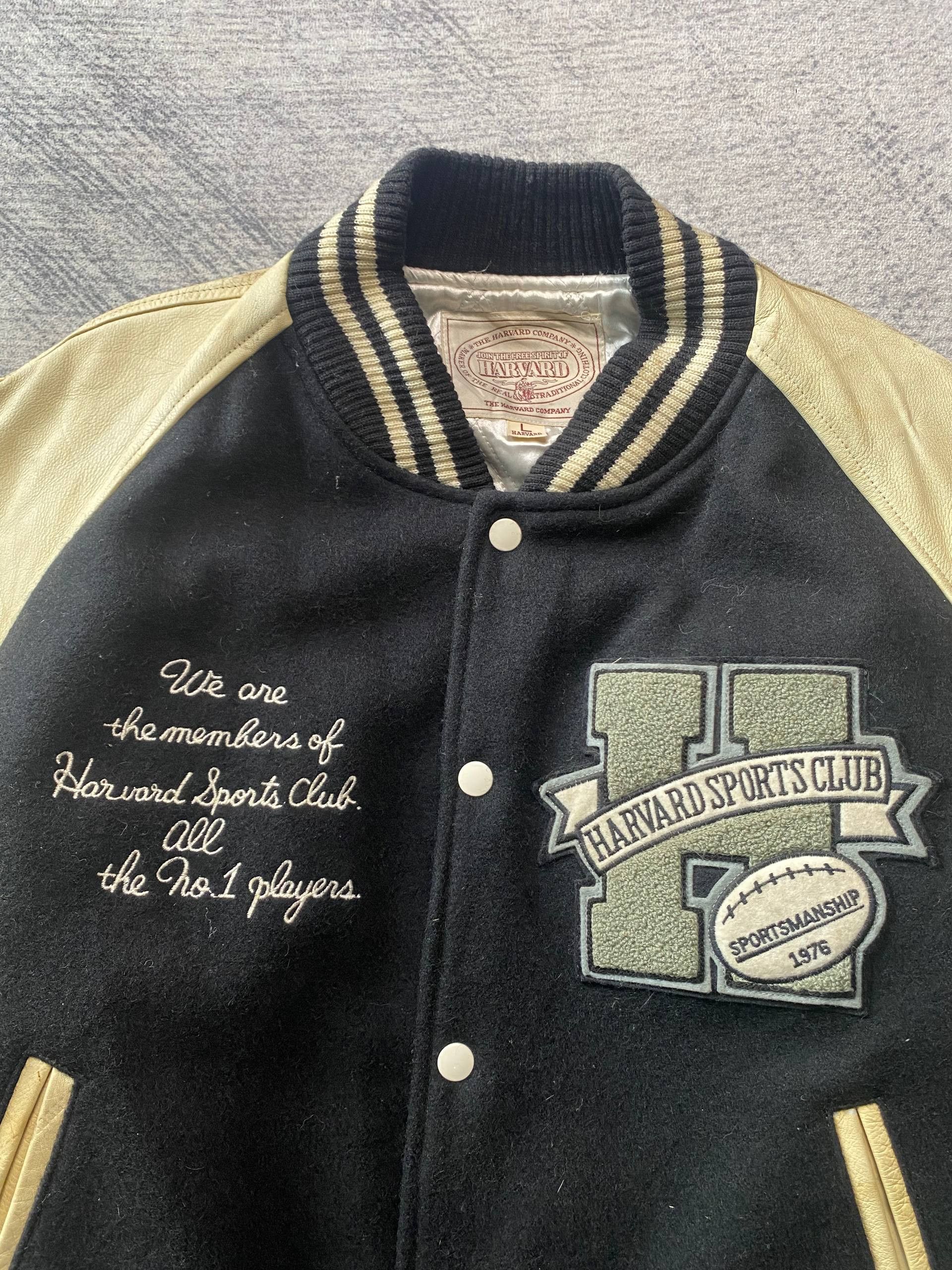 Vintage Vintage Harvard Wool Varsity Jacket Leather Sleeves Size US L / EU 52-54 / 3 - 2 Thumbnail
