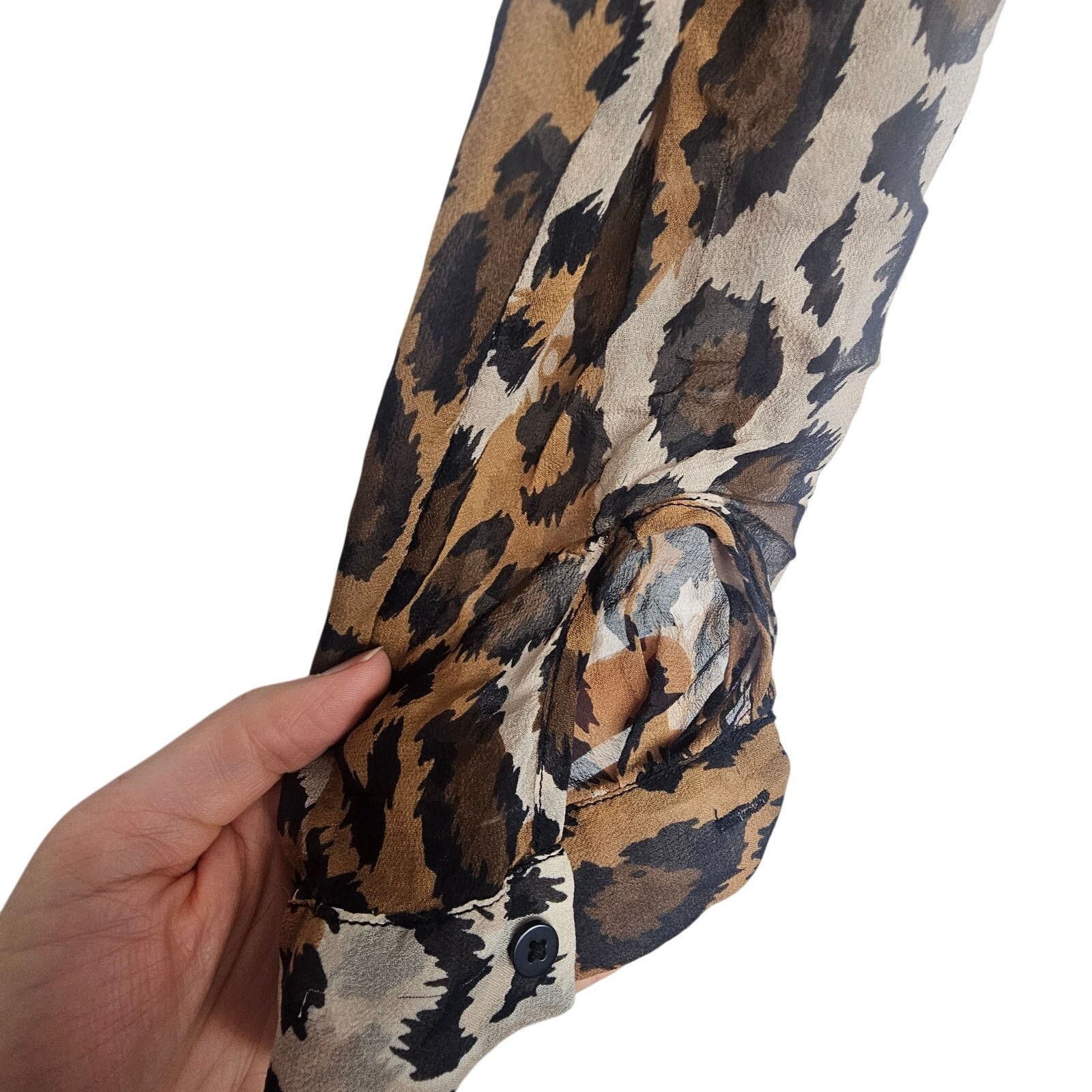 Diane von Furstenberg DIane Von Furstenberg DVF Women Silk Sheer Leopard Print Top Size XS / US 0-2 / IT 36-38 - 4 Thumbnail