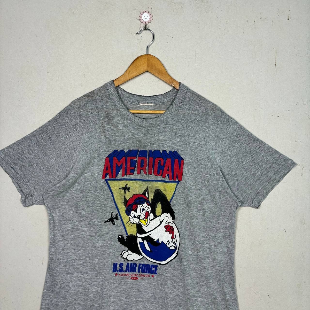 Vintage Thrashed Vintage 90s U.S. Air Force Cat T-Shirt Distressed L Size US L / EU 52-54 / 3 - 3 Thumbnail