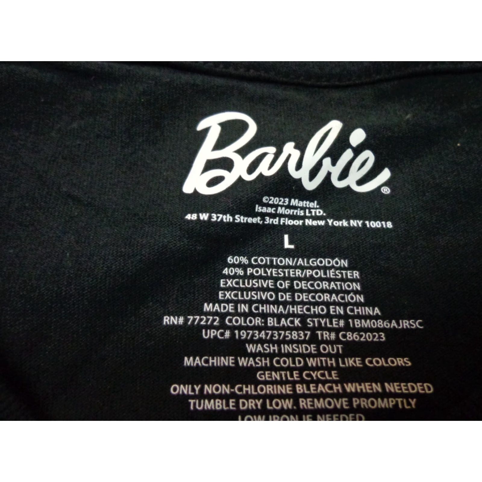 Vintage Barbie T-Shirt Black Women's Large Size L KNOW NO LIMITS Casual Basic Short Sleeve Cotton Polyester Logo NEW Size L / US 10 / IT 46 - 3 Thumbnail