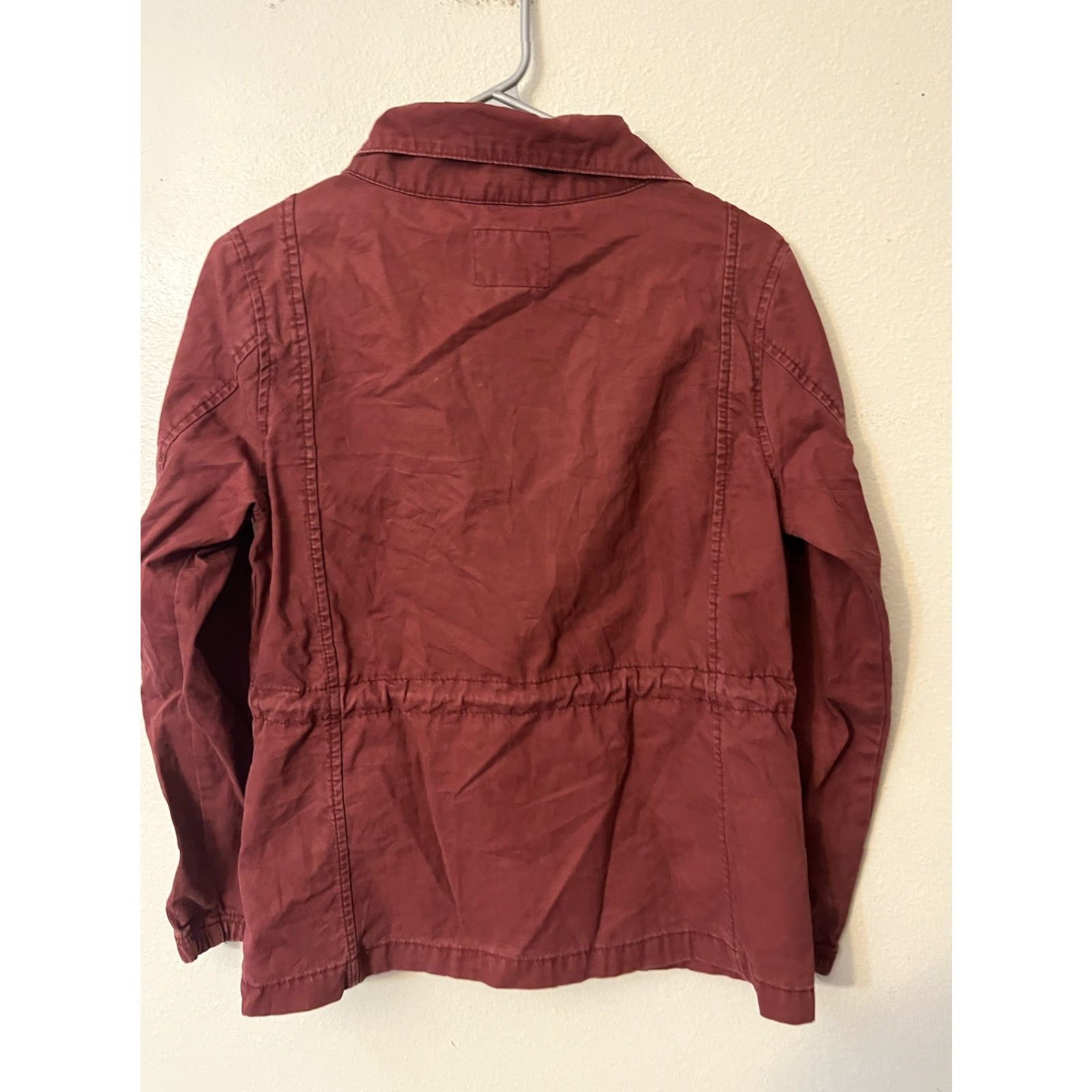 Old Navy Old Navy Safari Jacket Women Small Burgandy 4Pockets Drawstring Waist ZipFront Cotton Jacket Vintage no Size S / US 4 / IT 40 - 3 Thumbnail