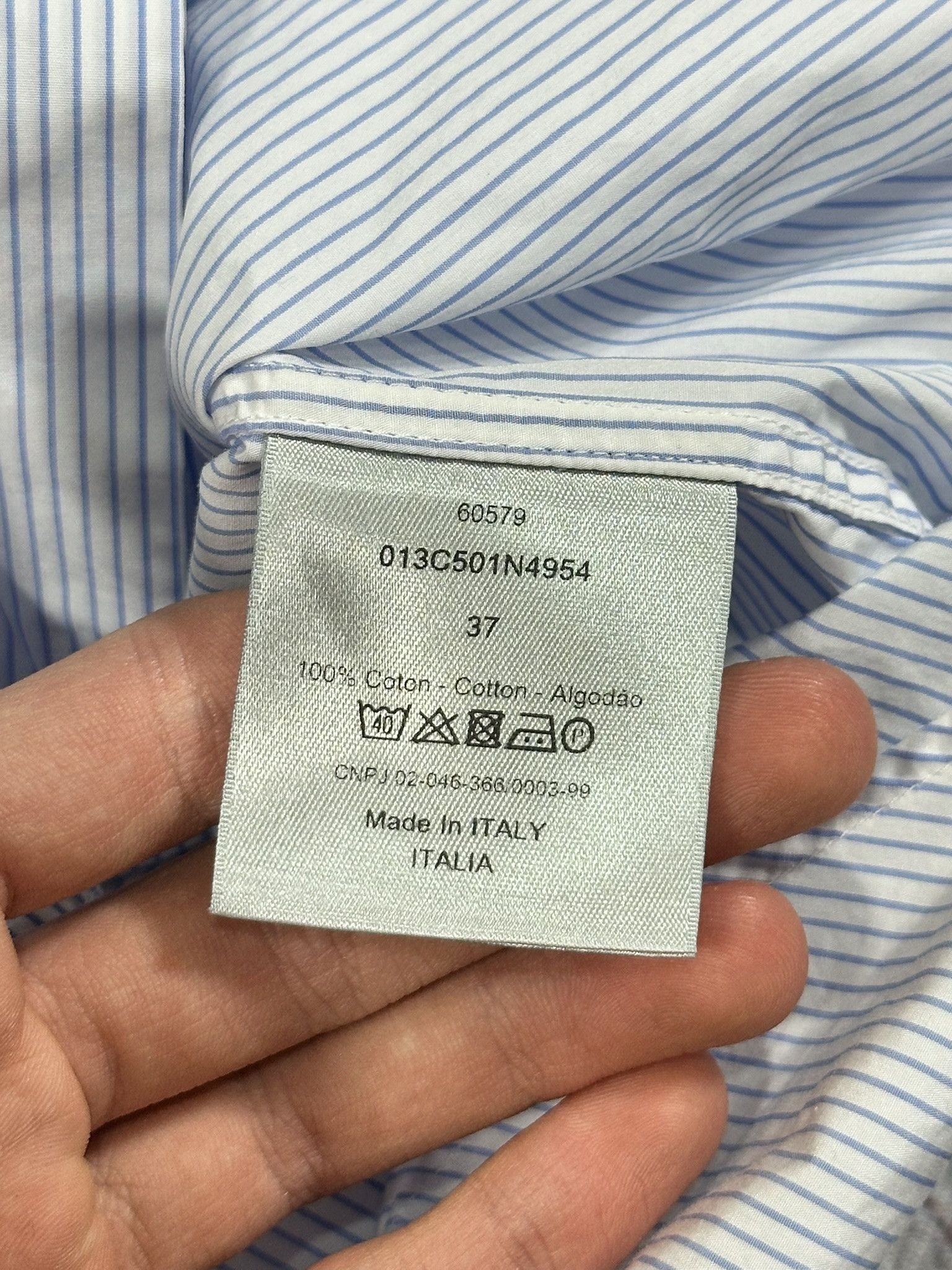 Dior Dior Shirt Striped Small Logo Paris Classic Light Blue Size US S / EU 44-46 / 1 - 11 Thumbnail