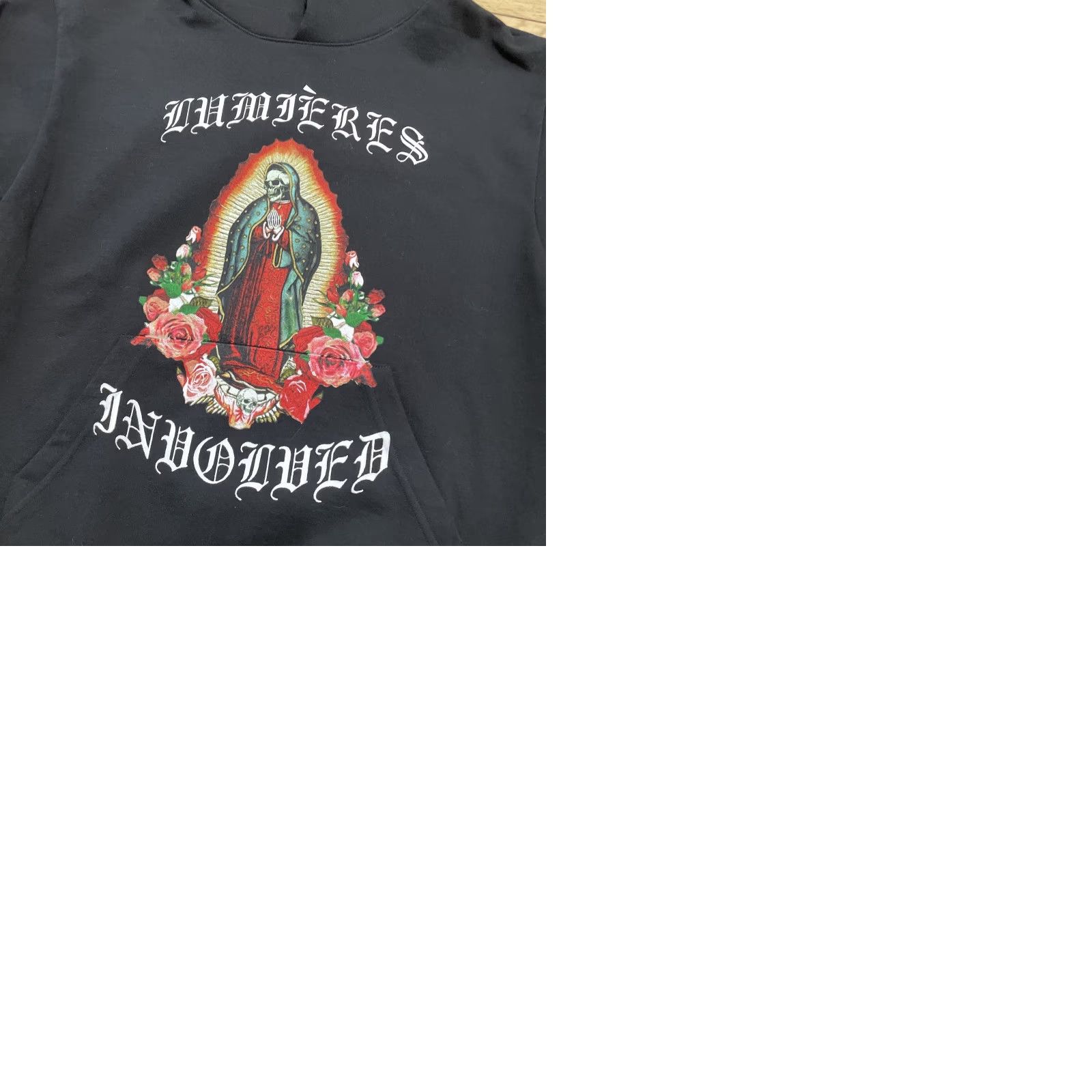 Vintage LUMIÈRES x Involved Garments Hoodie M Black Graphic Pullover Hooded Mens Regu lar Ka i Nguyen Prayer Muertos 90s Los Angeles Size US M / EU 48-50 / 2 - 12 Thumbnail
