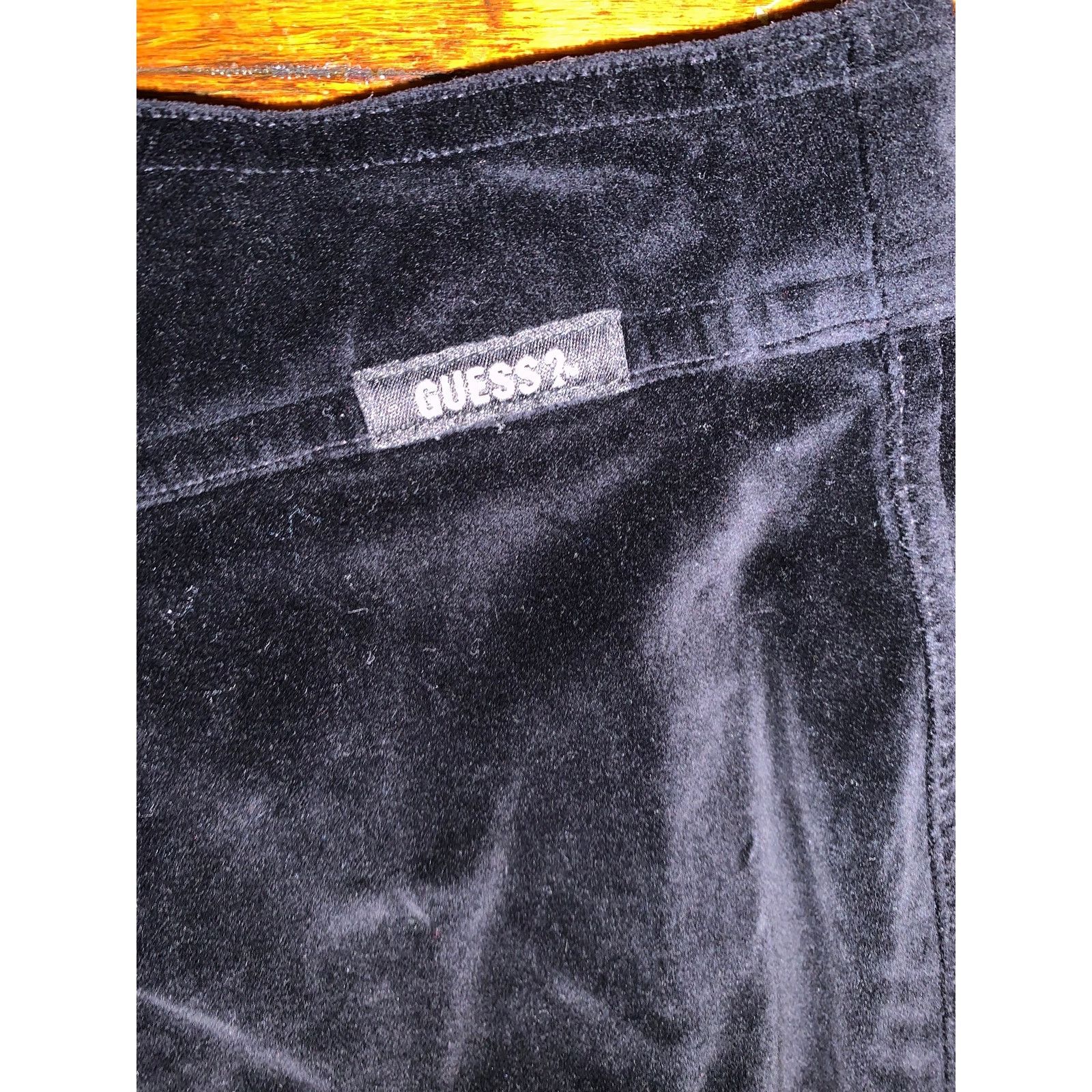 Guess Guess Jeans Black Velvet Pencil Skirt Women Size 24 Y2K Midi Size 24" / US 00 / IT 34 - 8 Thumbnail