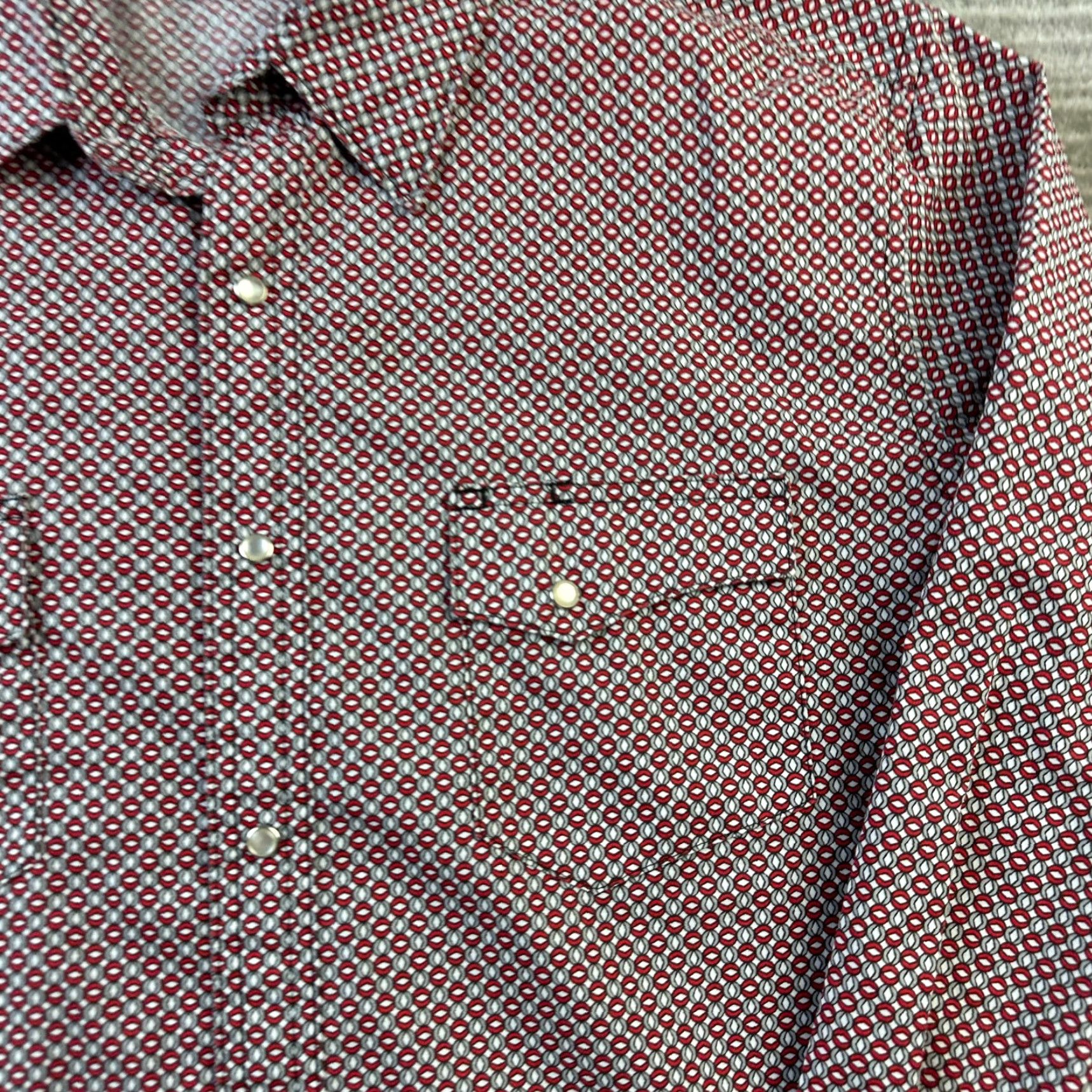 Wrangler VINTAGE Wrangler Wrancher Shirt Mens Large Red All Over Print Pearl Snap Western Size US L / EU 52-54 / 3 - 6 Thumbnail