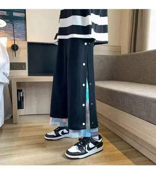 Other Harajuku Casual Wide Men Streetwear Patchwork Sweatpants Size US 32 / EU 48 - 2 Thumbnail