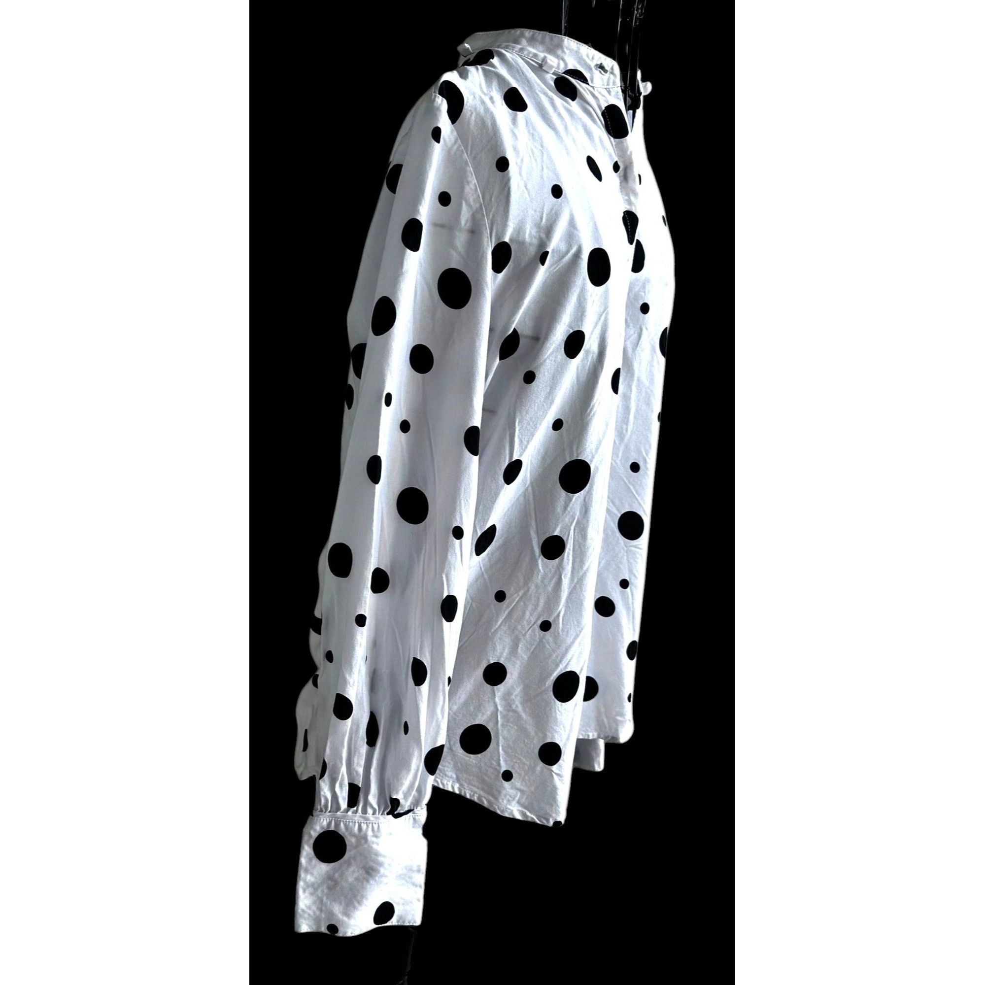 Designer × Vintage Adriano Goldschmied Shirt Sz S White Black Dots Modal Collar Size S / US 4 / IT 40 - 8 Thumbnail