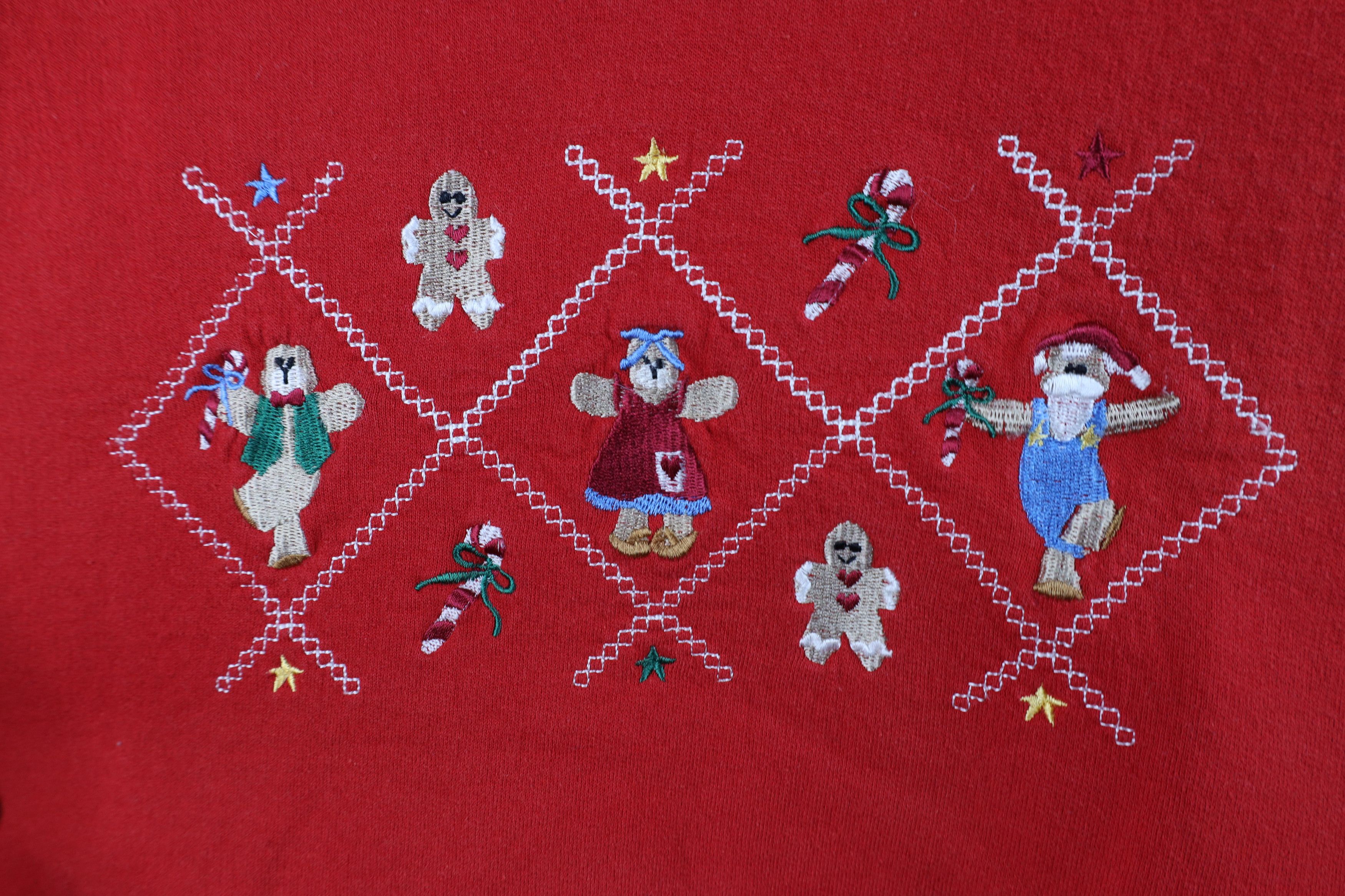 Vintage Vintage 90s Streetwear Christmas Gingerbread Sweatshirt Red Size XL / US 12-14 / IT 48-50 - 4 Thumbnail