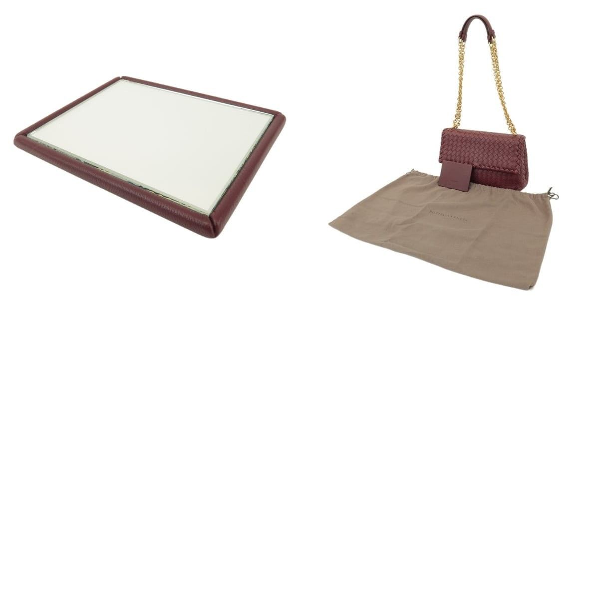 Bottega Veneta Bottega Veneta Intrecciato Lambskin Flap Bag Burgundy Size ONE SIZE - 5 Thumbnail