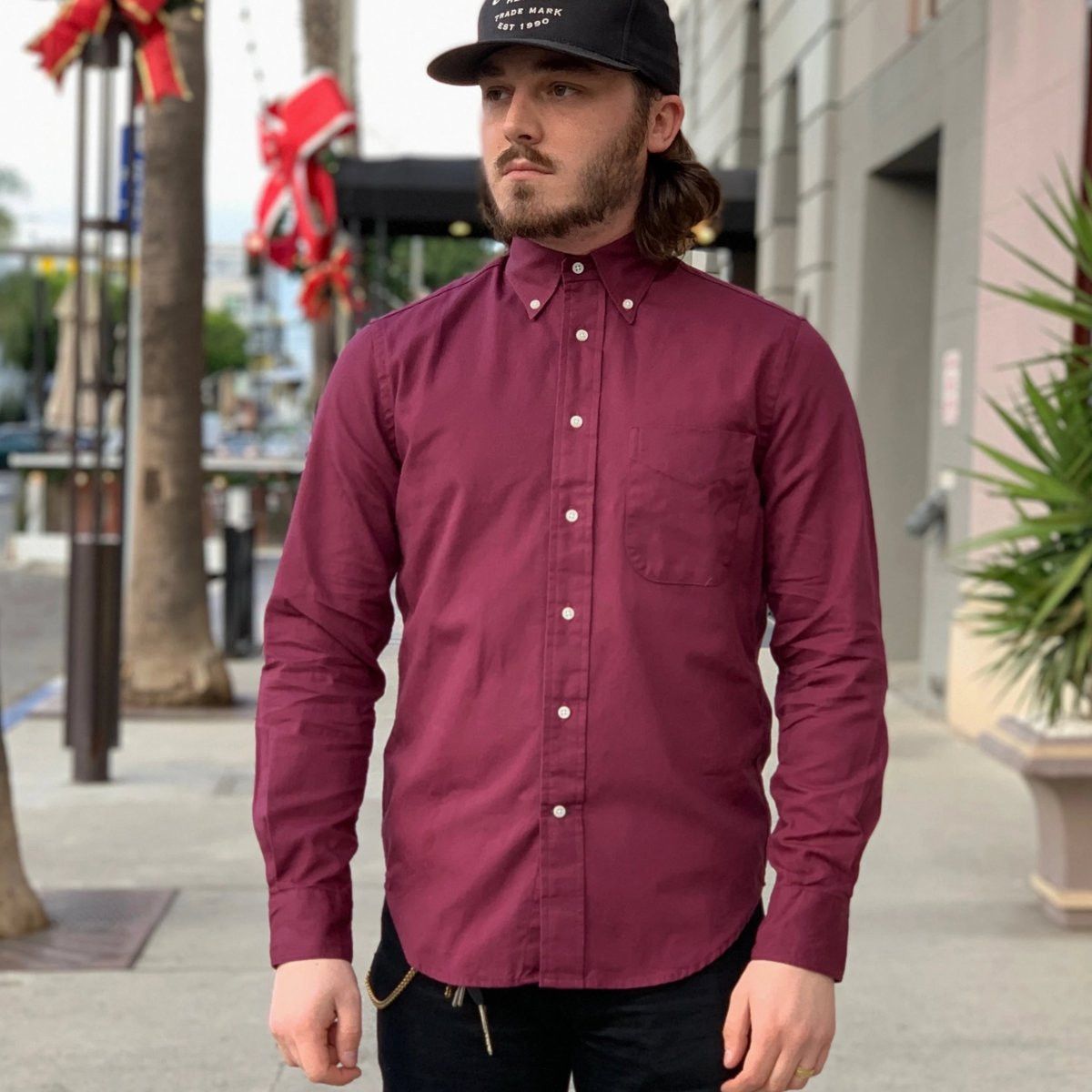 Gitman Bros. Vintage Overdyed Oxford Shirt Burgundy Size US M / EU 48-50 / 2 - 1 Thumbnail