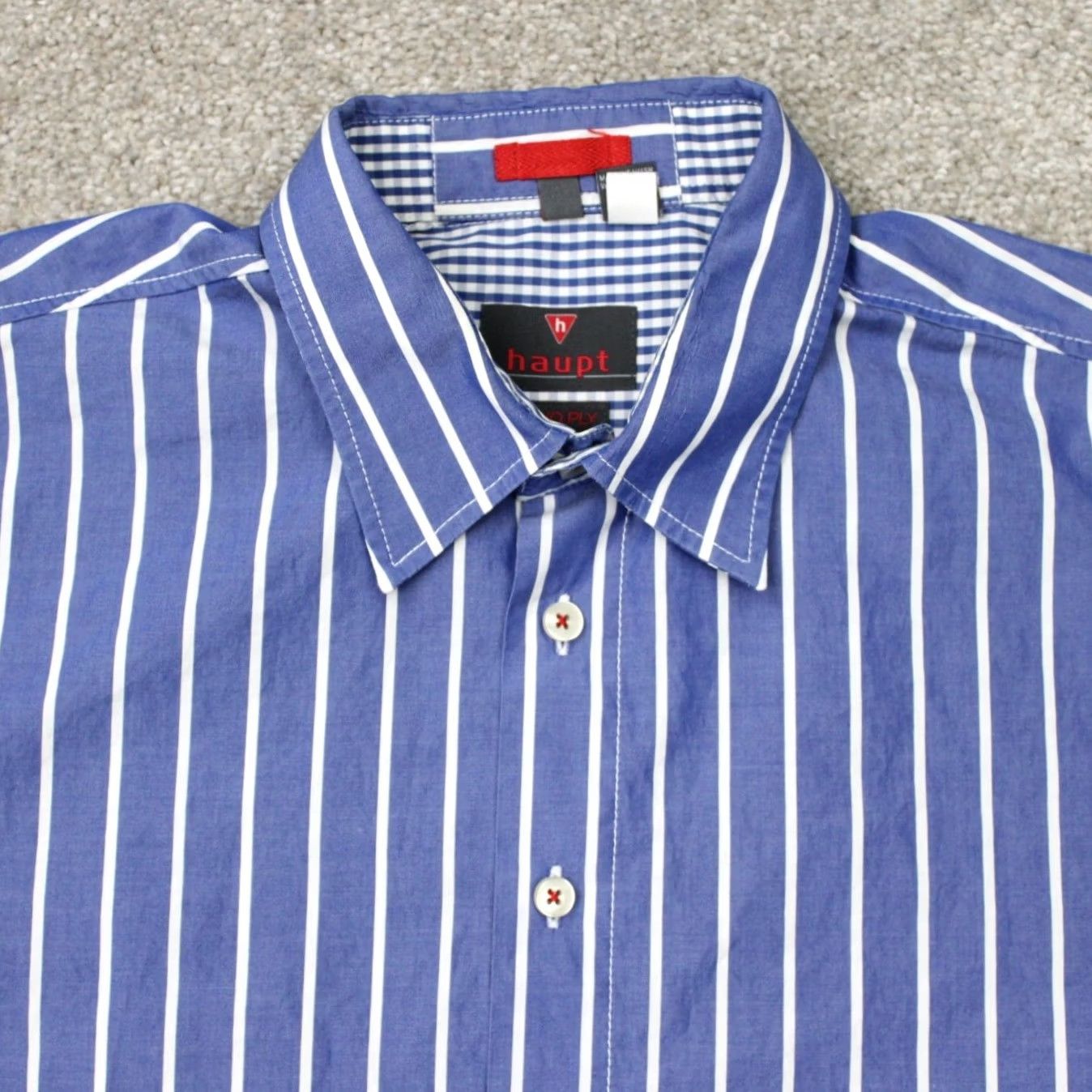 Vintage Haupt Dress Shirt Mens Large 16 1/2 41/42 Blue/White Striped Long Sleeve Button Up Shirt Size US XL / EU 56 / 4 - 4 Thumbnail