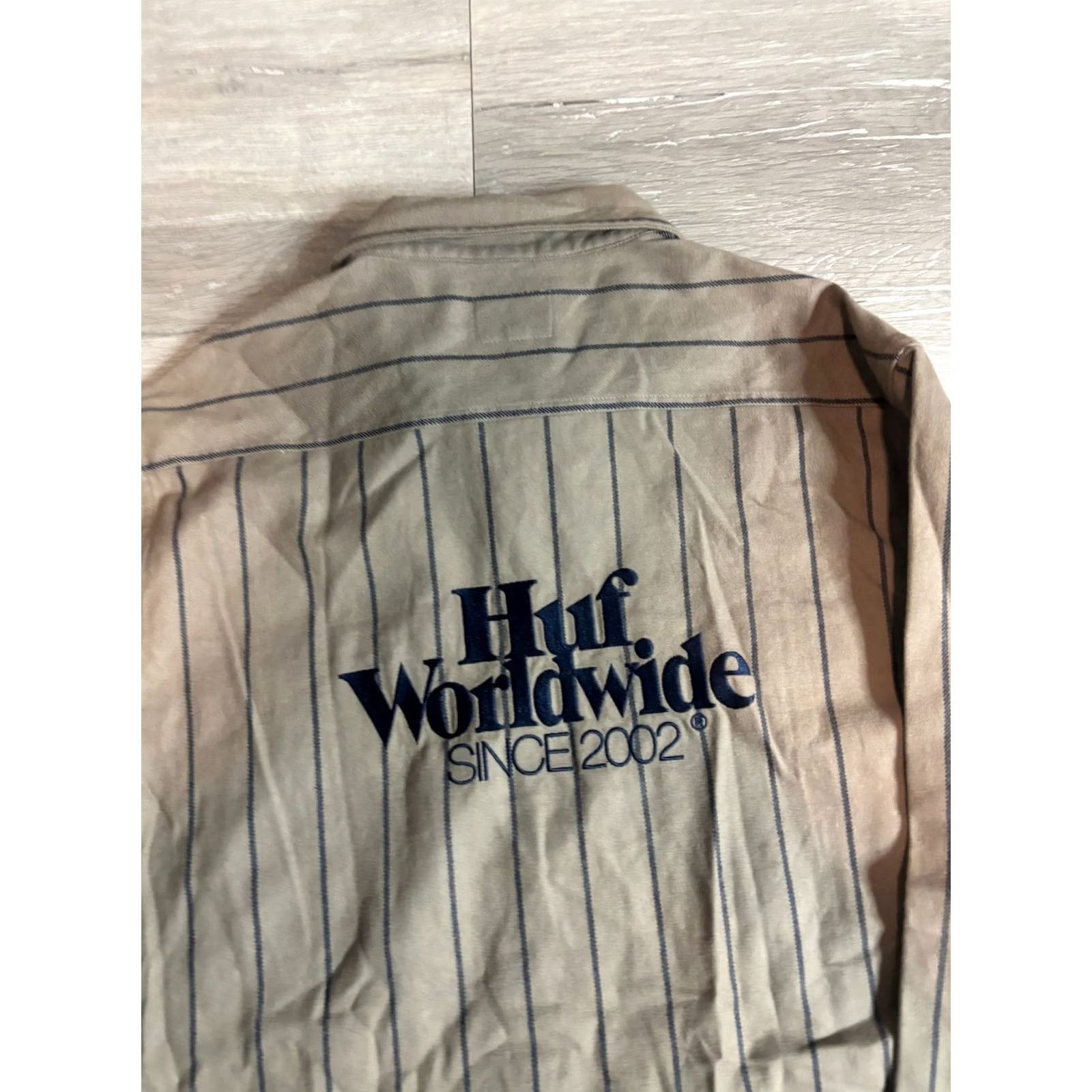 Huf HUF Shirt Men XL Brown Cotton Striped Long Sleeve Button-Up Skate Casual Vintage No Size US XL / EU 56 / 4 - 2 Thumbnail