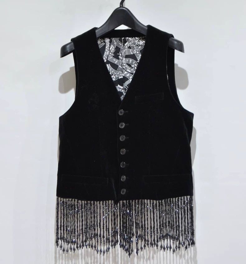 Number (N)ine NUMBER(N)INE Beaded Fringe Velvet Vest Size US S / EU 44-46 / 1 - 1 Thumbnail