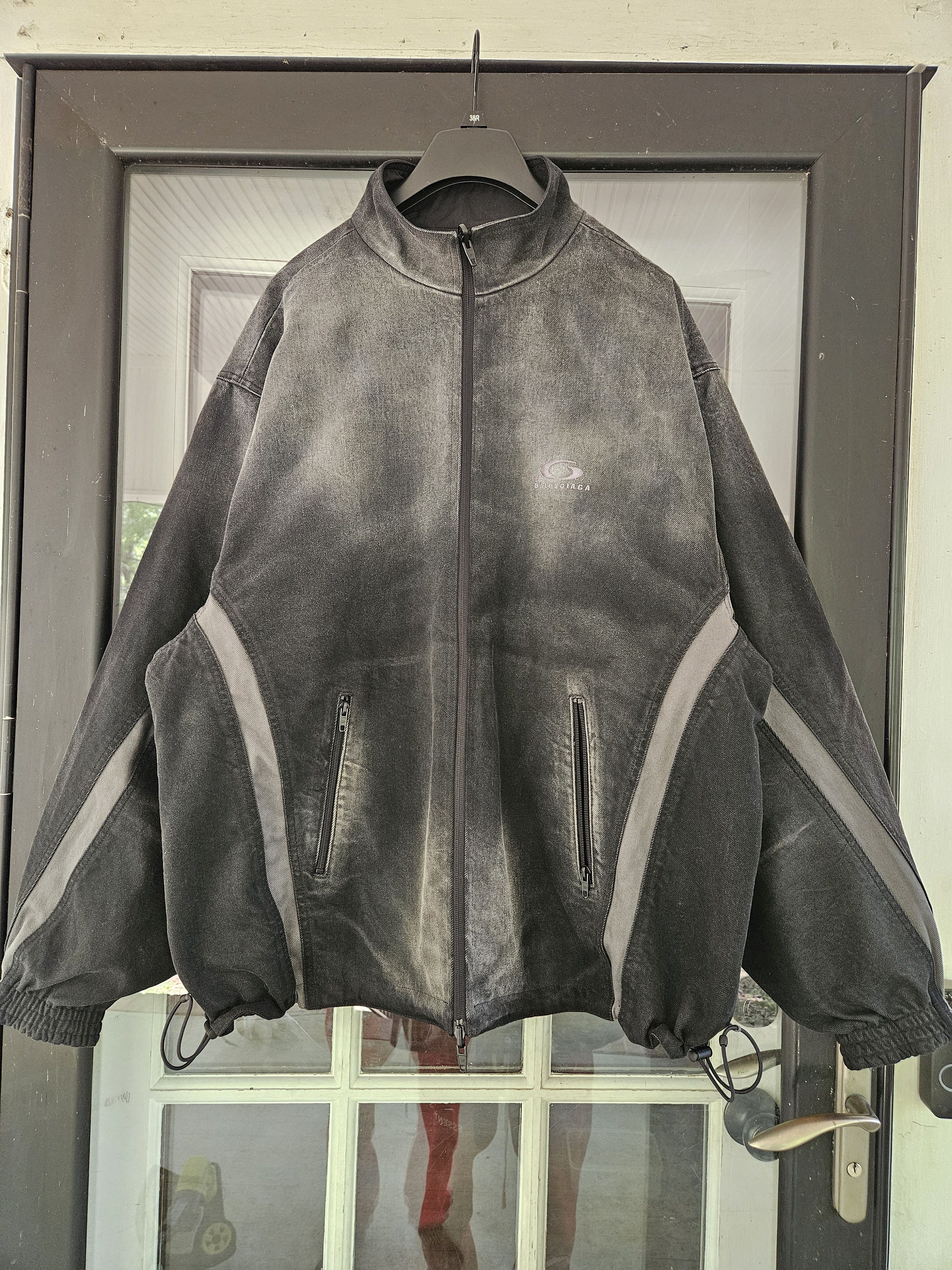 Oversized Reversible Denim Windbreaker Track Jacket